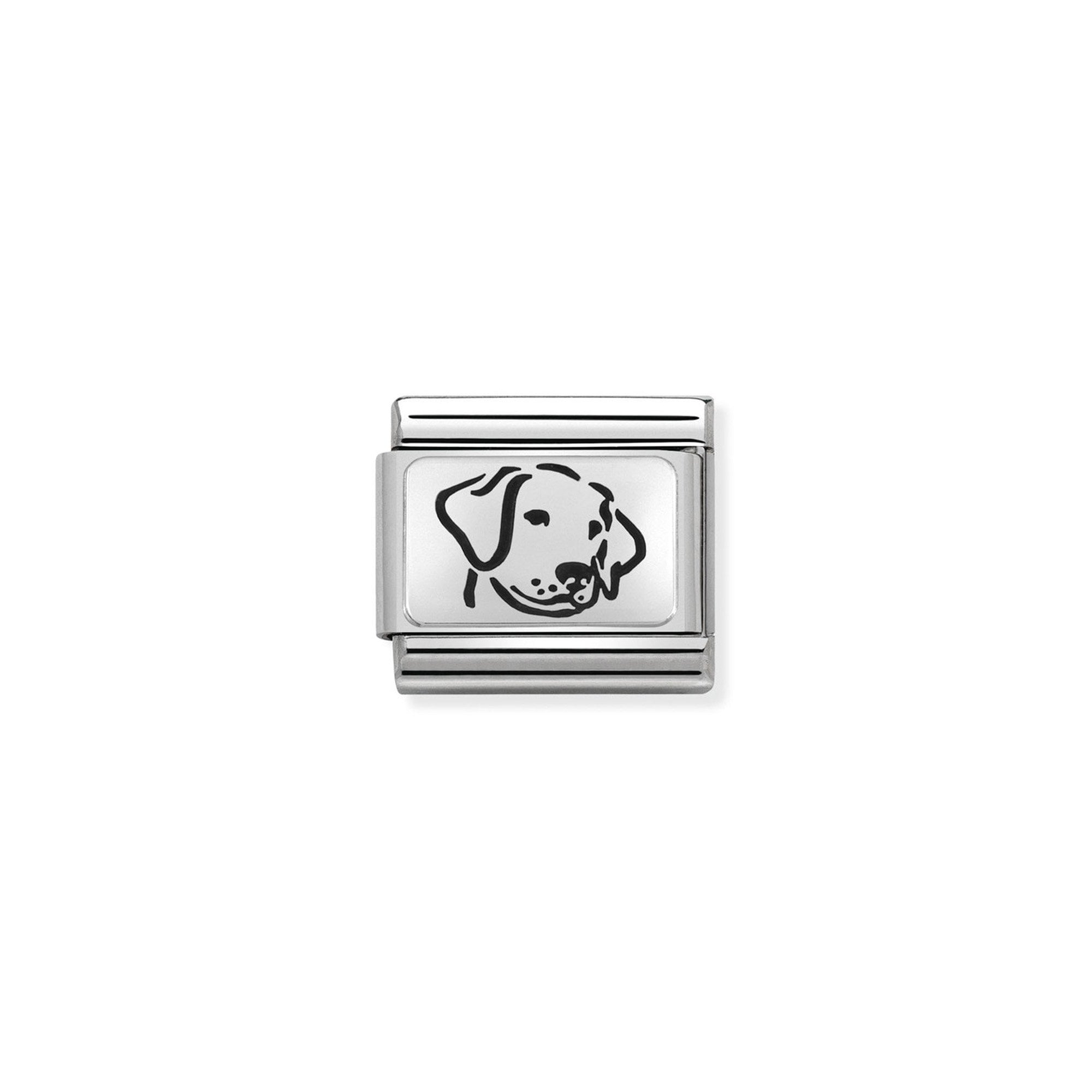 Composable Classic OXYDISED PLATES 2 in steel and 925 sterling silver Dog