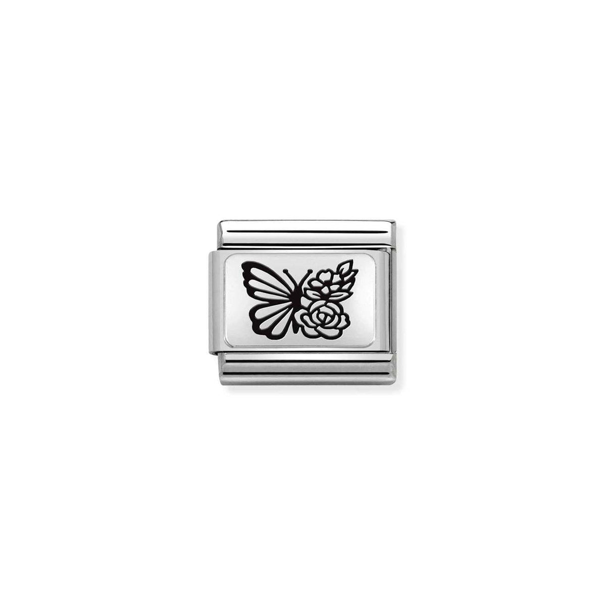 Composable Classic PLATES (IC) steel and 925 sterling silver Butterfly FLOWERS
