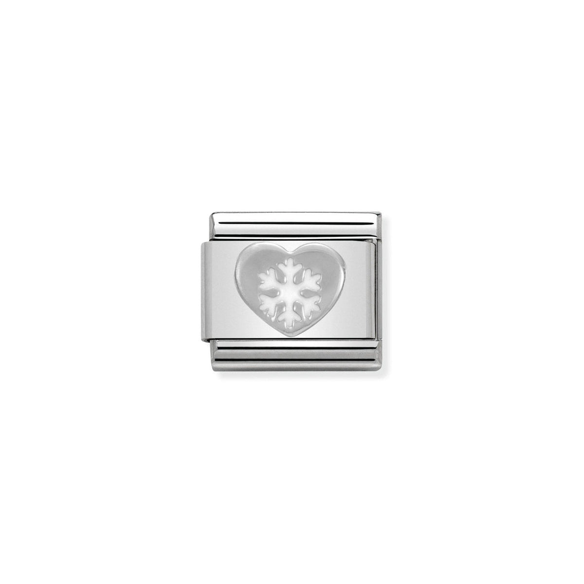 Composable Classic SYMBOLS in stainless steel, enamel and 925 sterling silver Heart with Snowflake