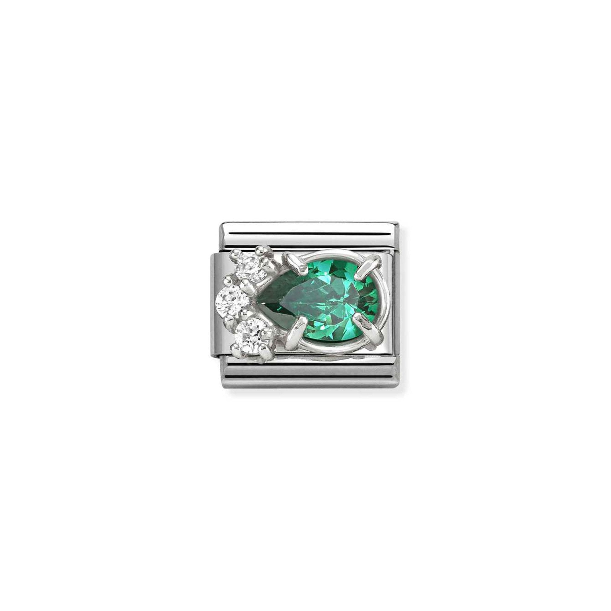 Composable CL steel, CZ and 925 sterling silver GREEN Drop