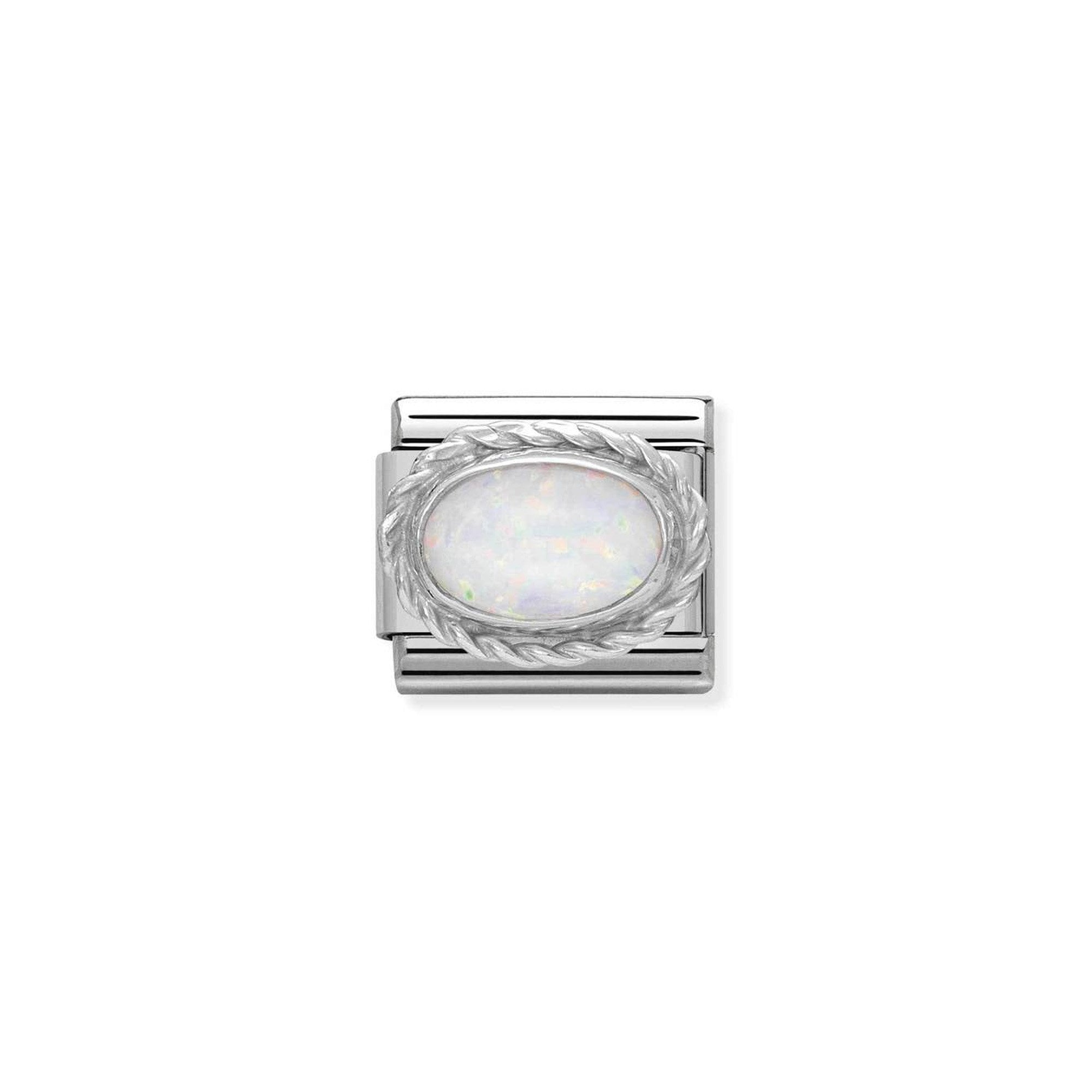 Comp. Classic hard stones stainless steel, rich 925 sterling silver setting WHITE OPAL
