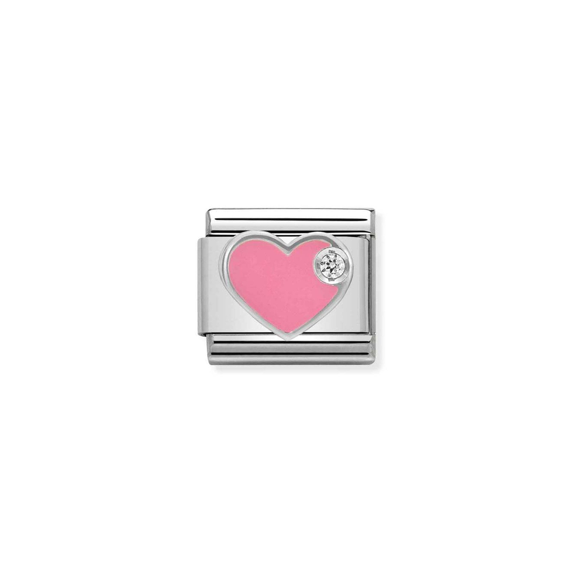 Composable CL SYMBOLS stainless steel, enamel, 1 Cub. Zirc and 925 sterling silver PINK heart