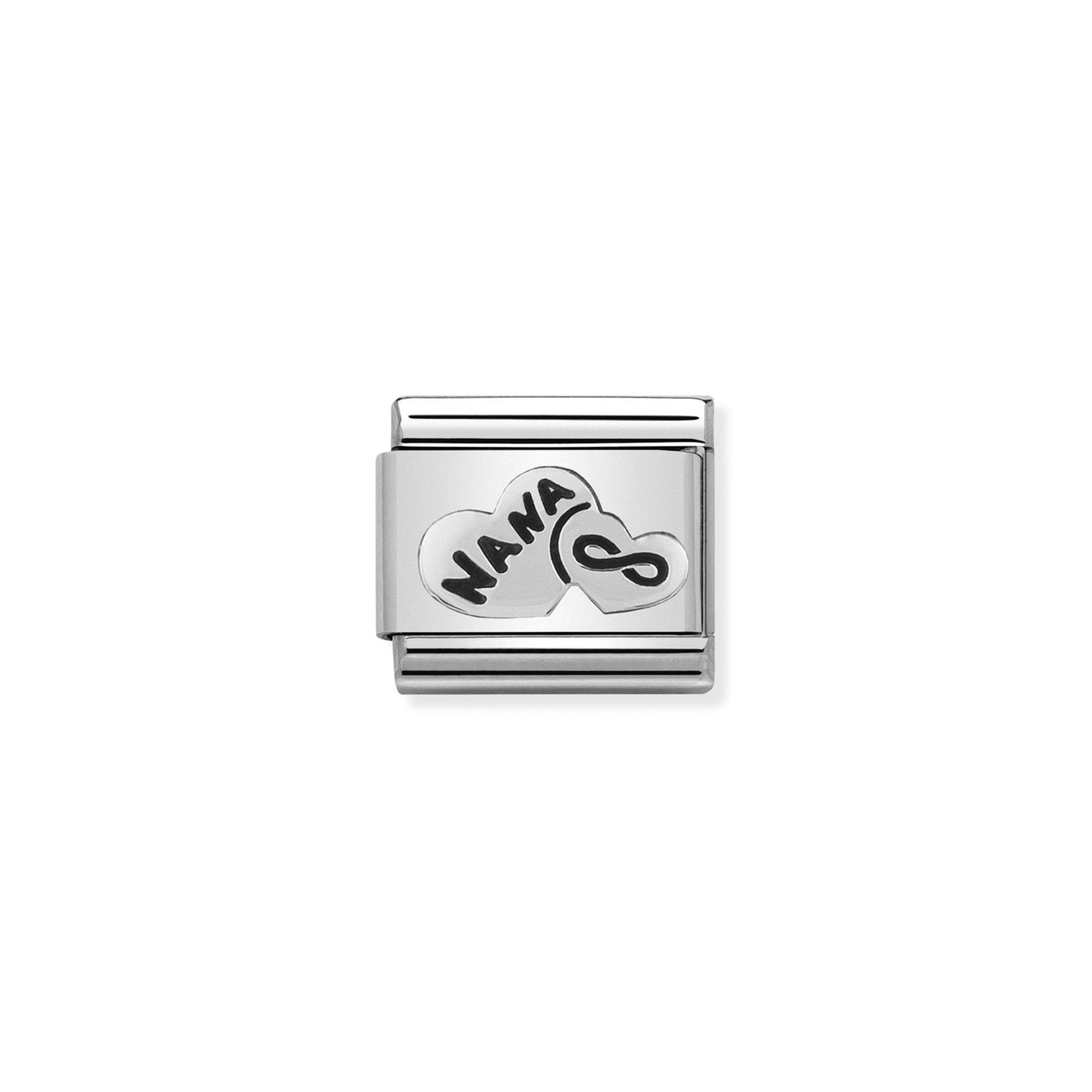 Composable Classic OXIDIZED SYMBOLS in st.steel and 925 sterling silver Nana heart and infinity