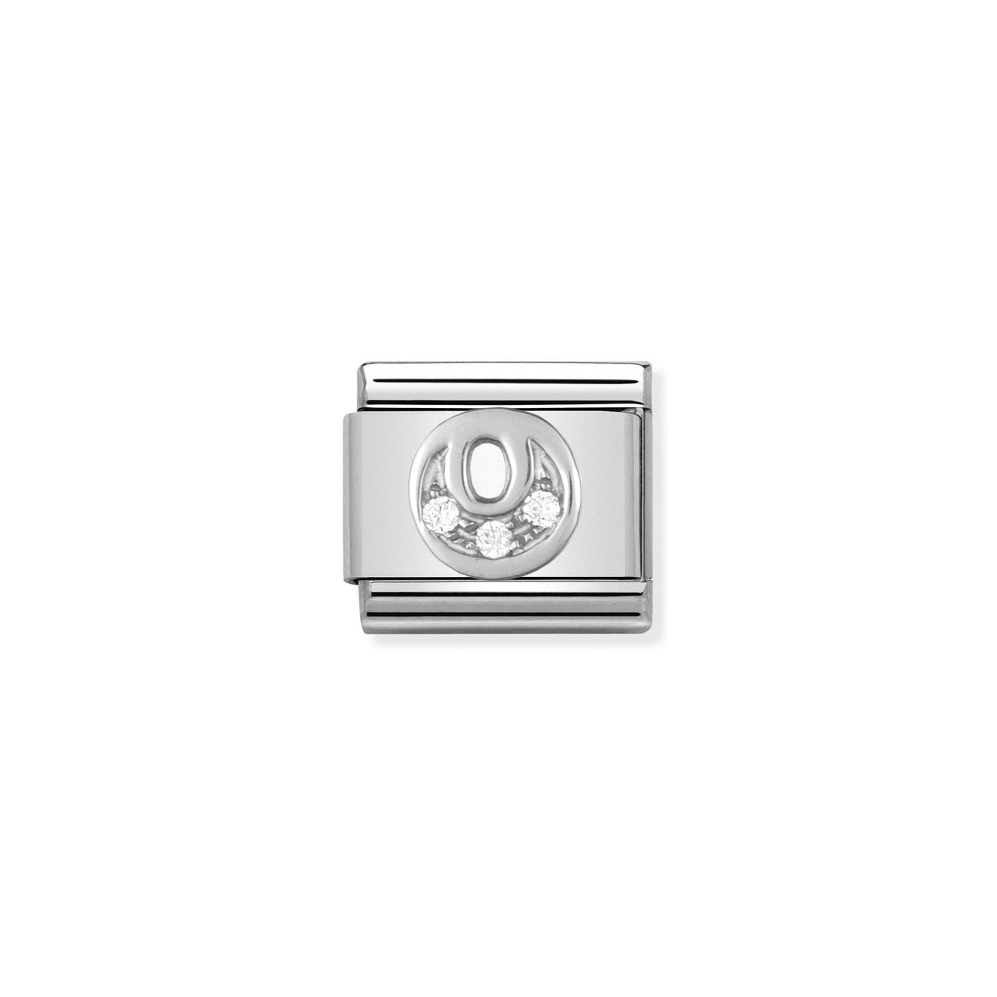 Composable Classic ALPHABET stainless steel, Cub. zirc and 925 sterling silver O