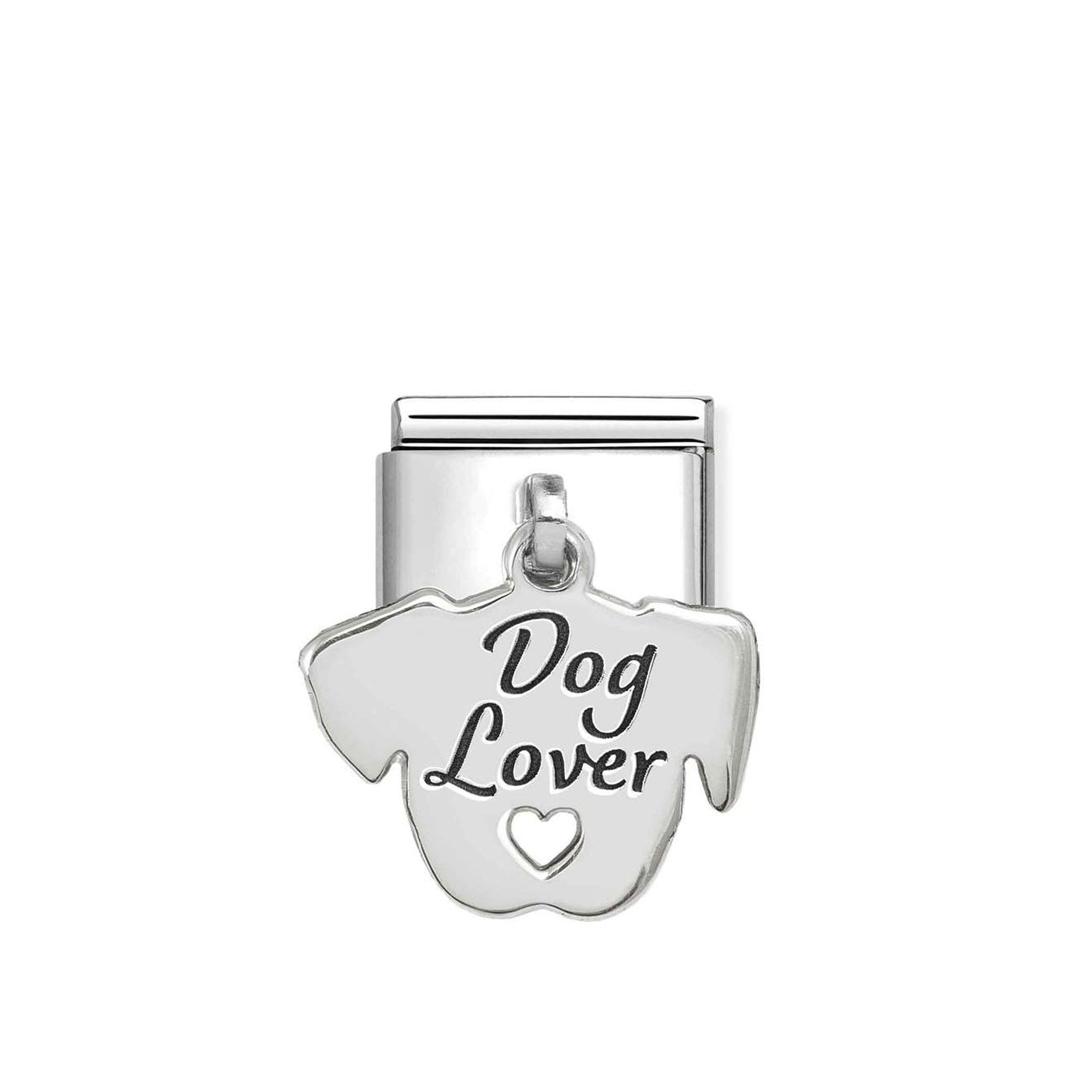 Composable Classic ENGRAVED CHARMS (IC) in steel and 925 sterling silver Dog lover face