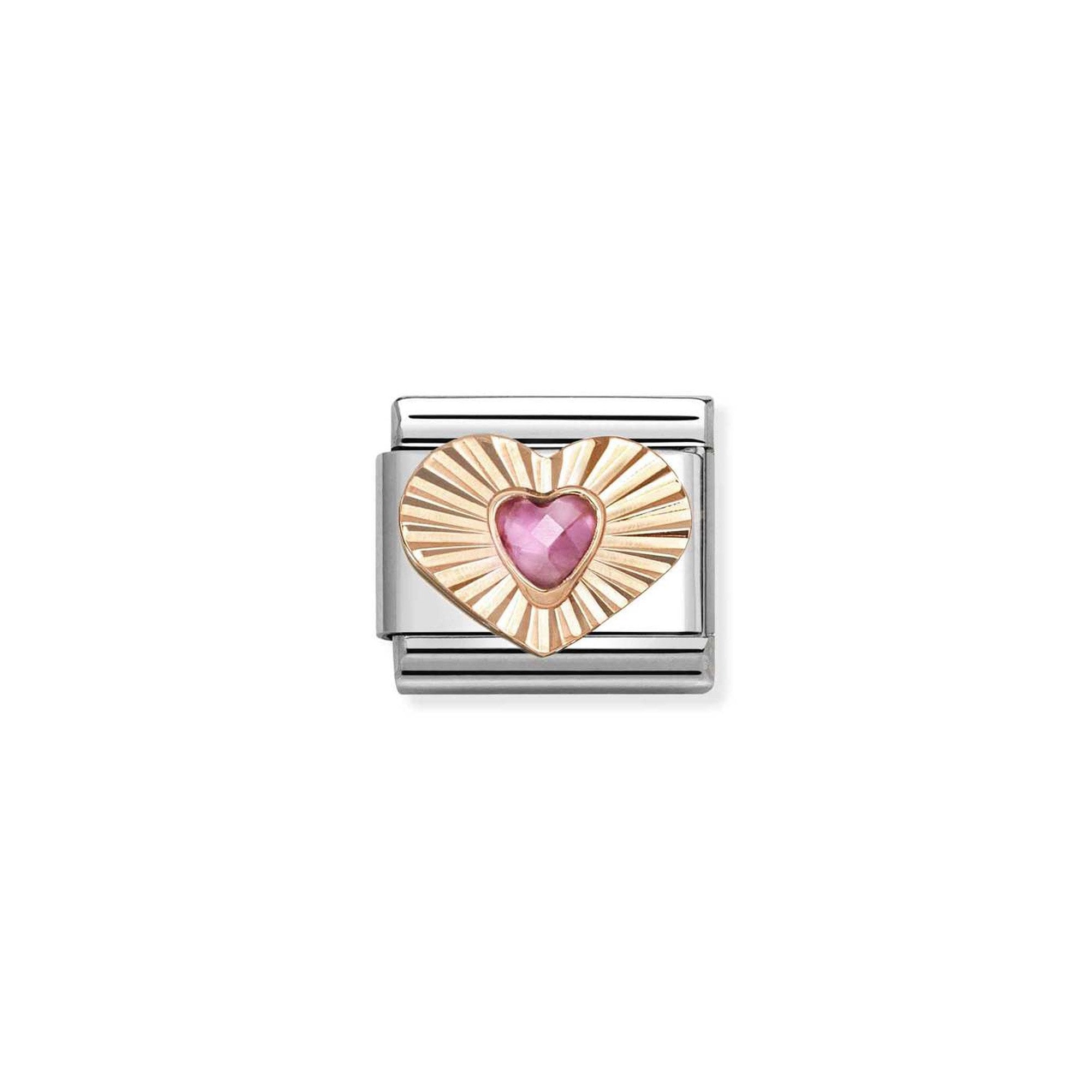 Composable Classic DIAMOND HEART CZ, in steel and 9k gold gold PINK