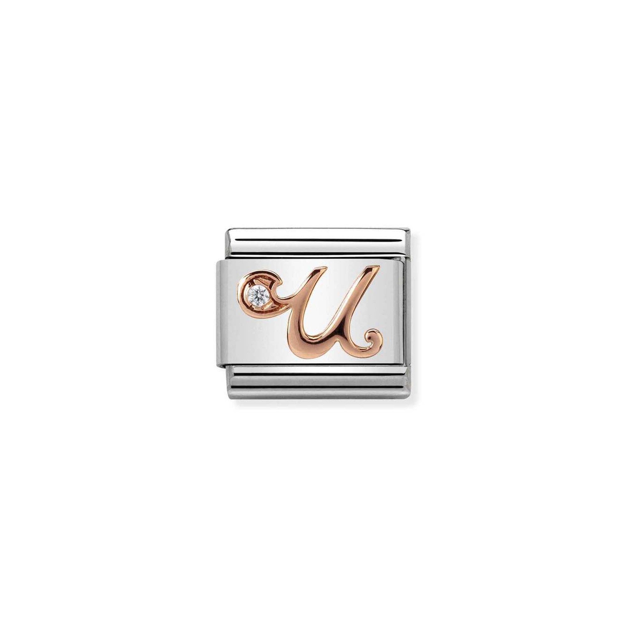 Composable Classic LETTERS steel, zircon and 9k rose gold U