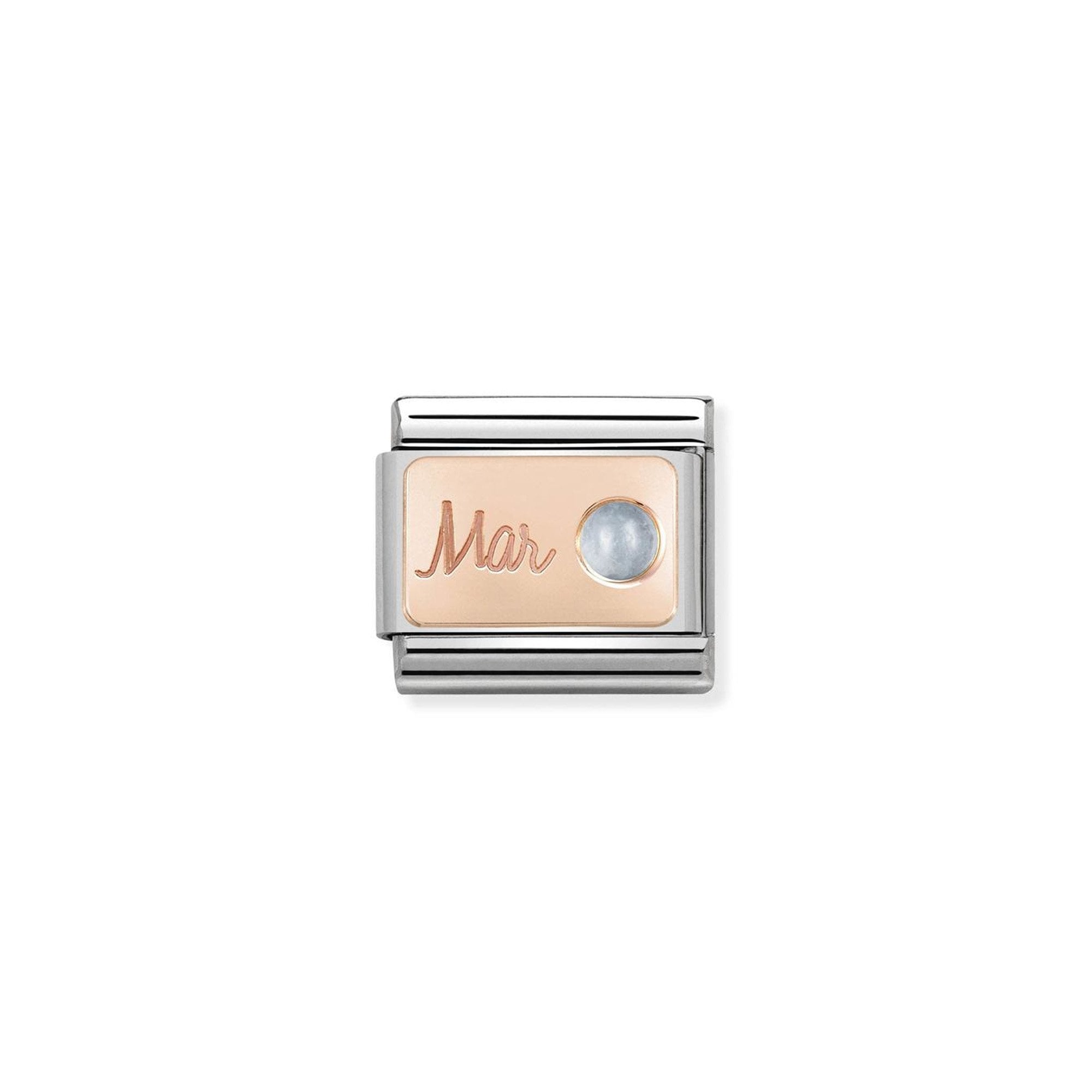 Composable Classic STONE of MONTH in S. Steel and 9k rose gold March AQUAMARINE