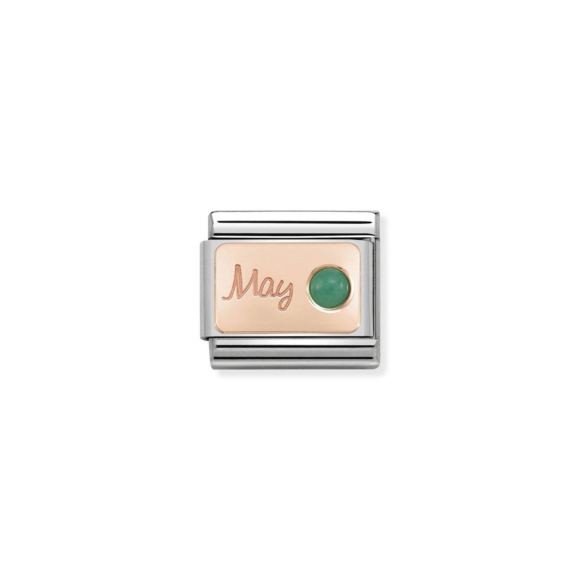 Composable Classic STONE of MONTH in S. Steel and 9k rose gold May EMERALD