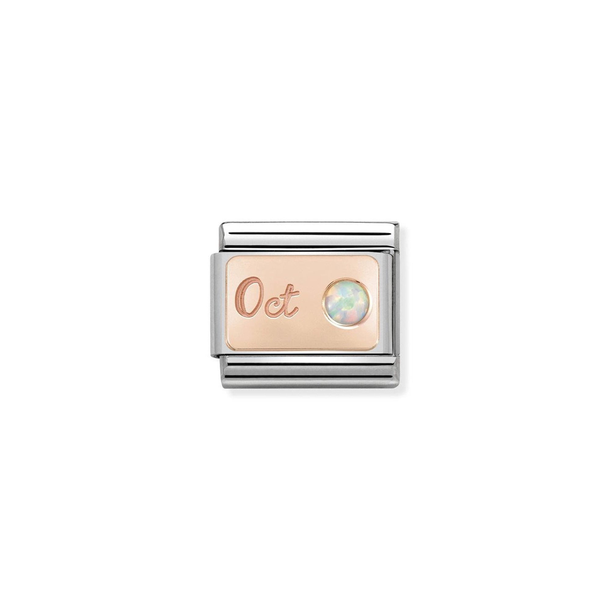 Composable Classic STONE of MONTH in S. Steel and 9k rose gold October WHITE OPAL
