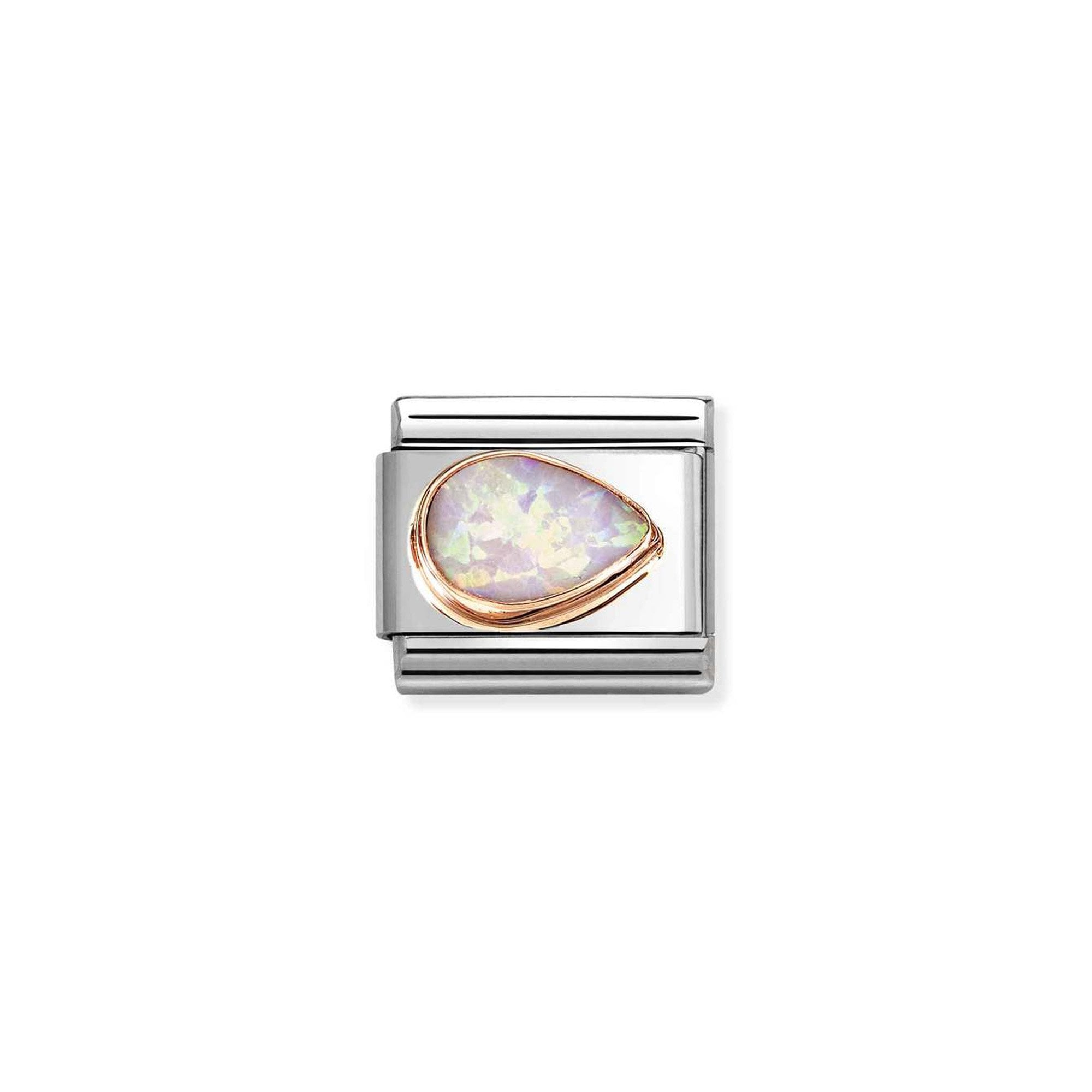 Composable Classic FACETED STONES DROP RIGHT in steel and 9k gold PINK OPAL
