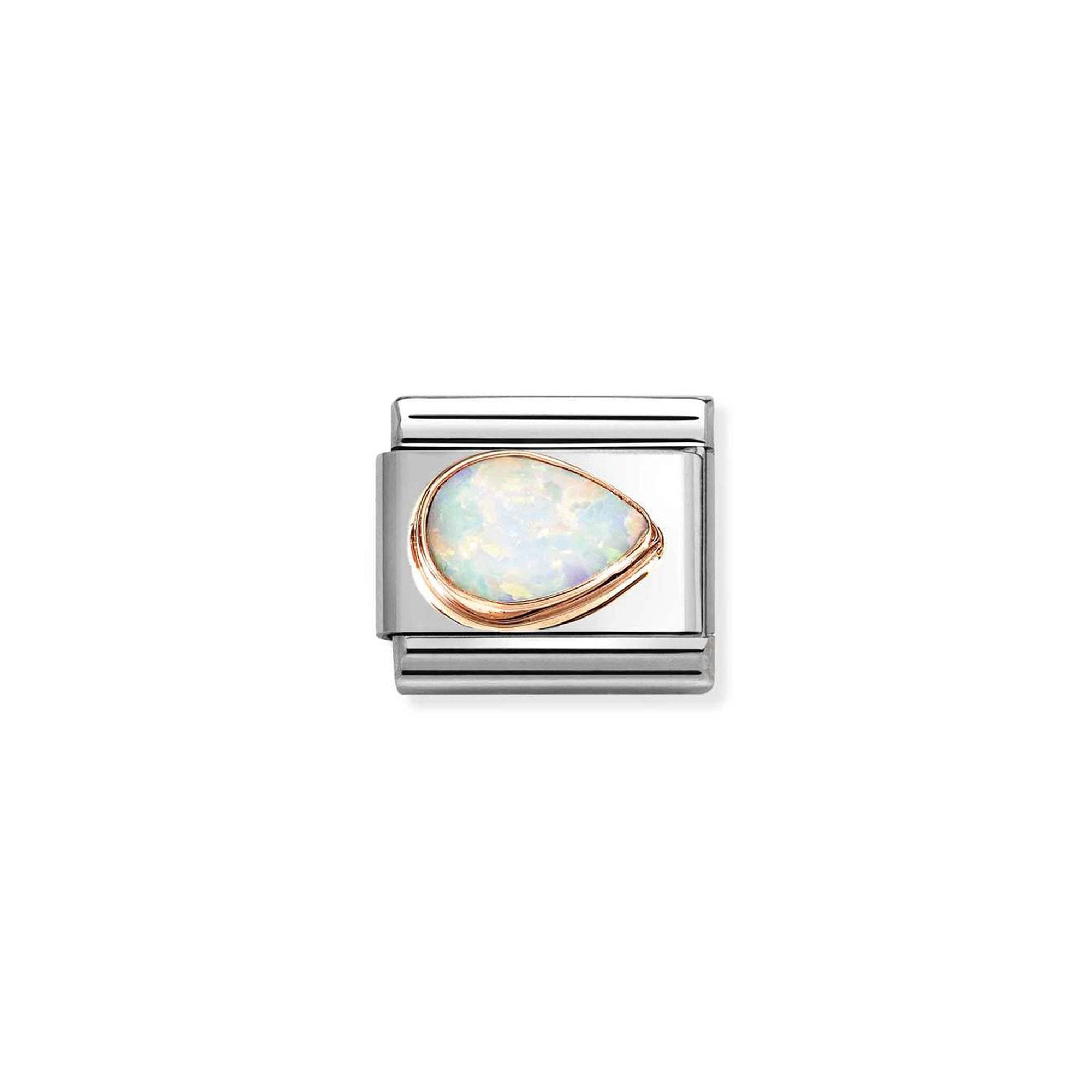 Composable Classic FACETED STONES DROP RIGHT in steel and 9k gold WHITE OPAL