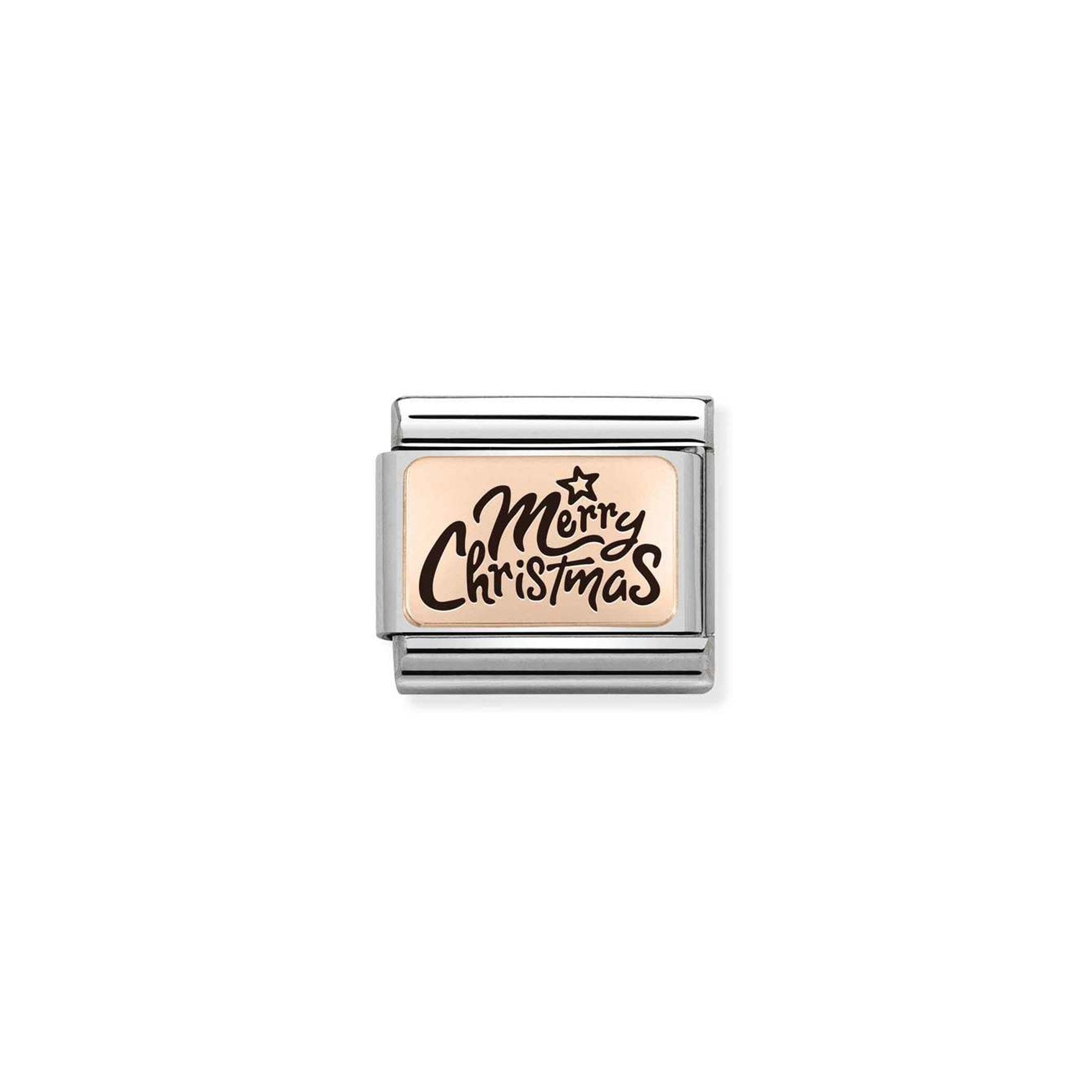 Composable Classic PLATES (IC) steel and 9k rose gold Merry Christmas italics