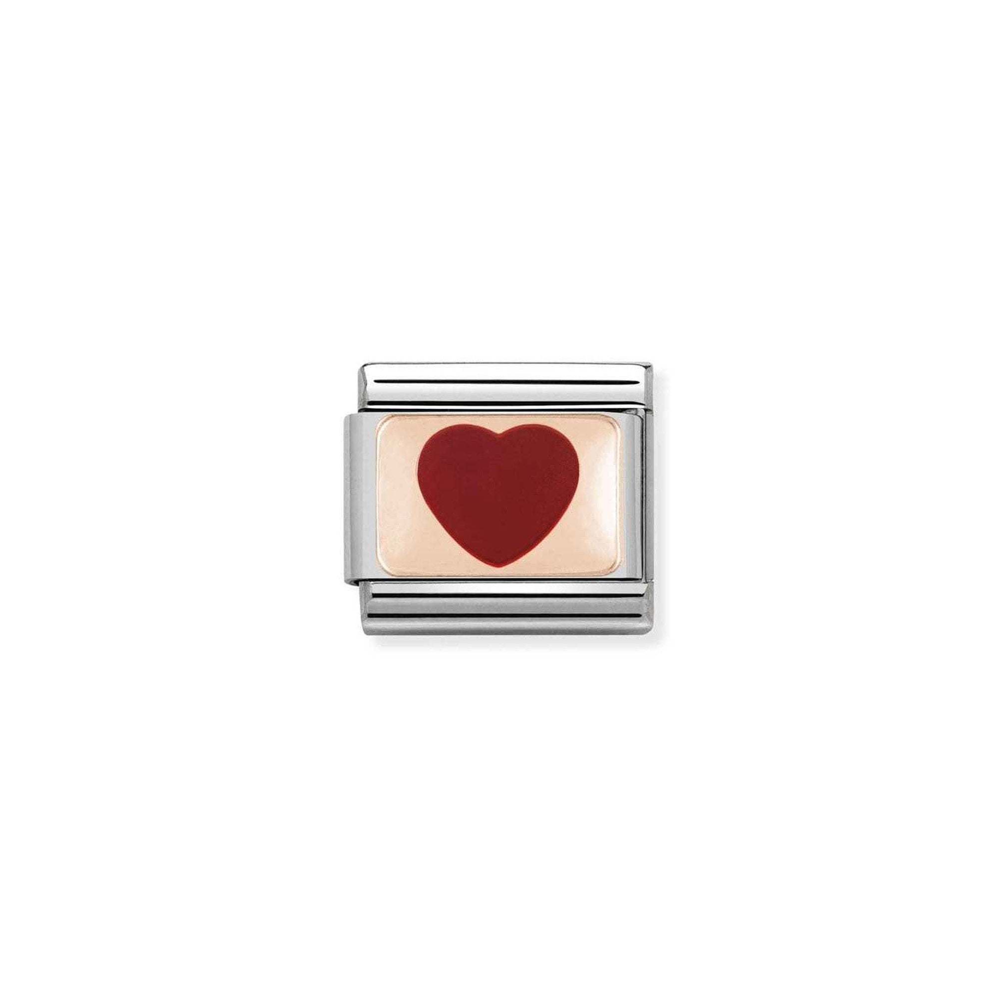 Composable Classic PLATES in stainless steel with 9k rose gold and enamel Red Heart