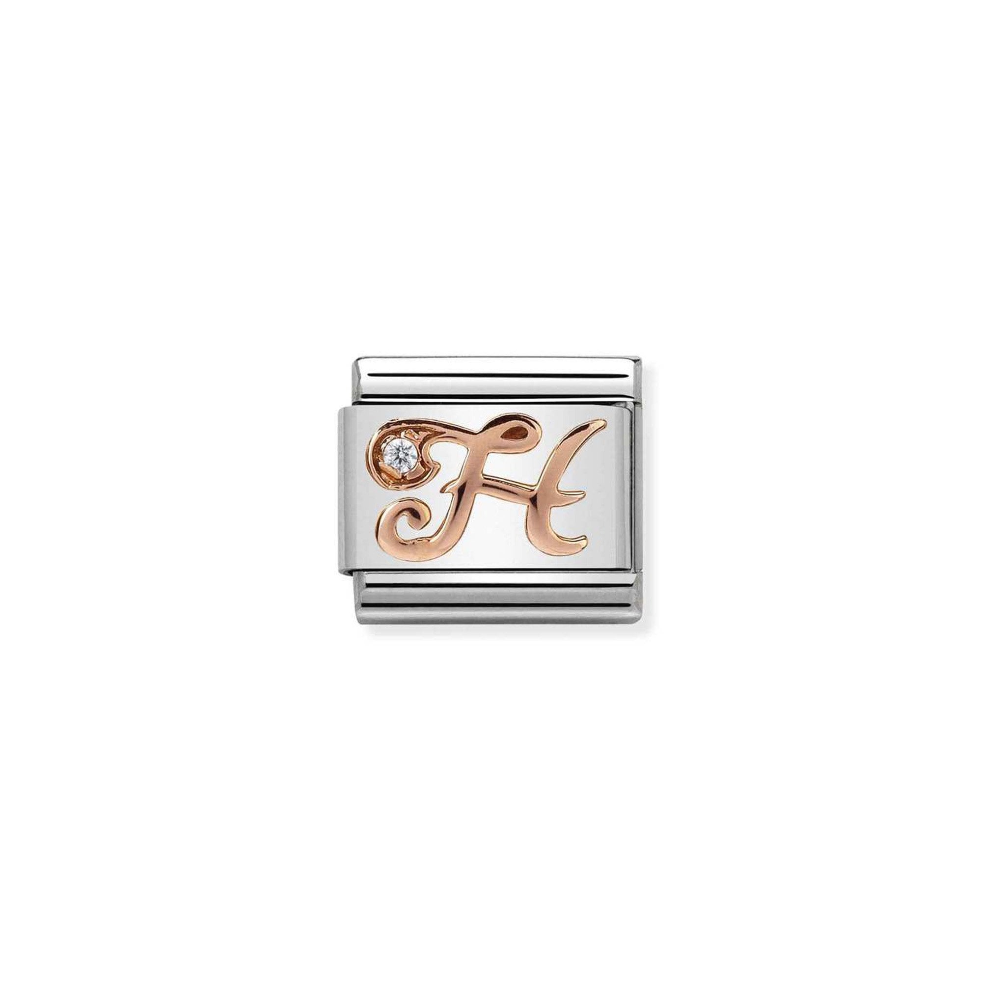 Composable Classic LETTERS steel, zircon and 9k rose gold H