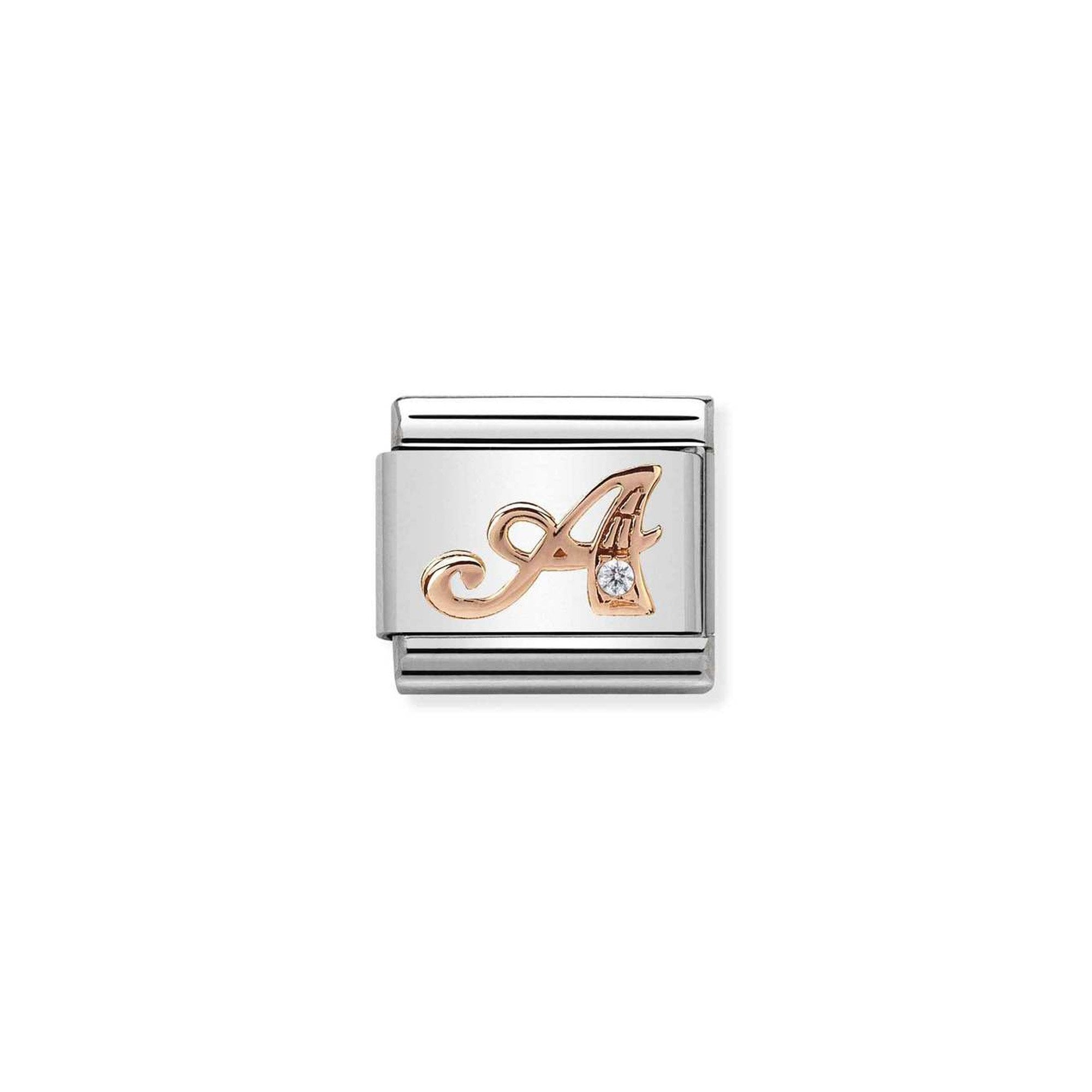 Composable Classic LETTERS steel, zircon and 9k rose gold A