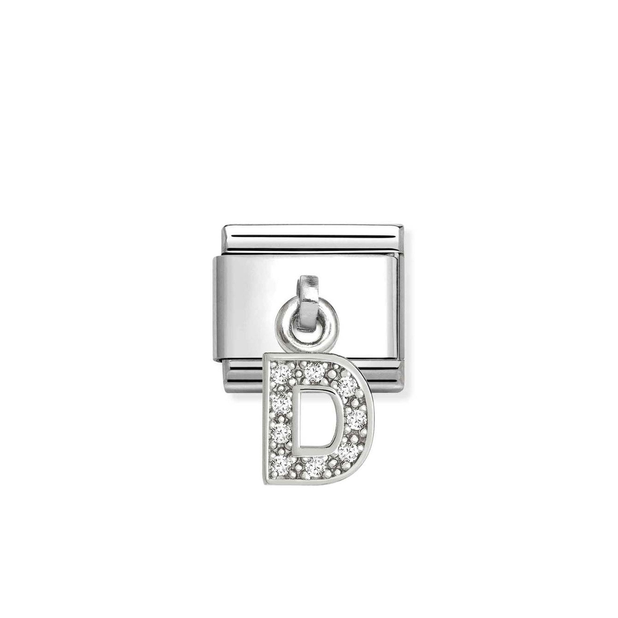 Composable Classic CHARMS LETTERS CZ steel and 925 sterling silver D