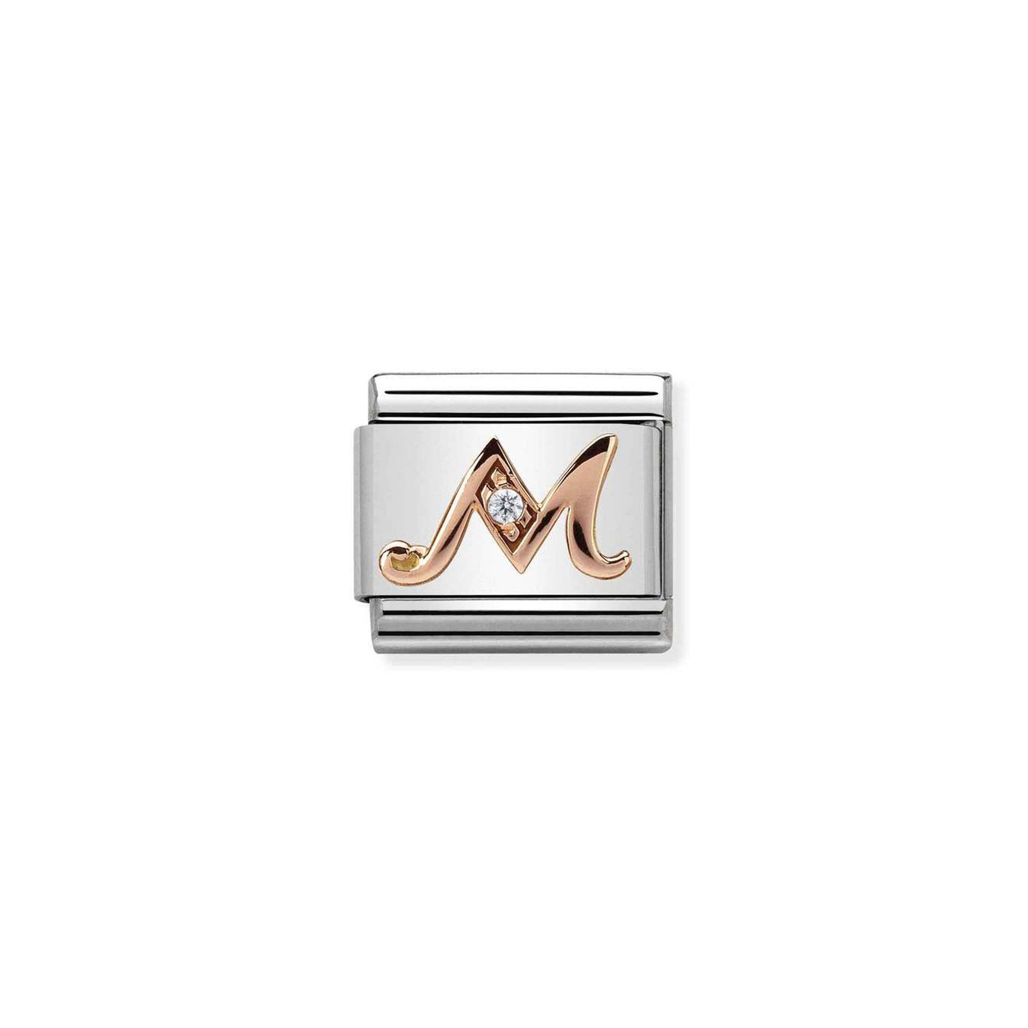 Composable Classic LETTERS steel, zircon and 9k rose gold M