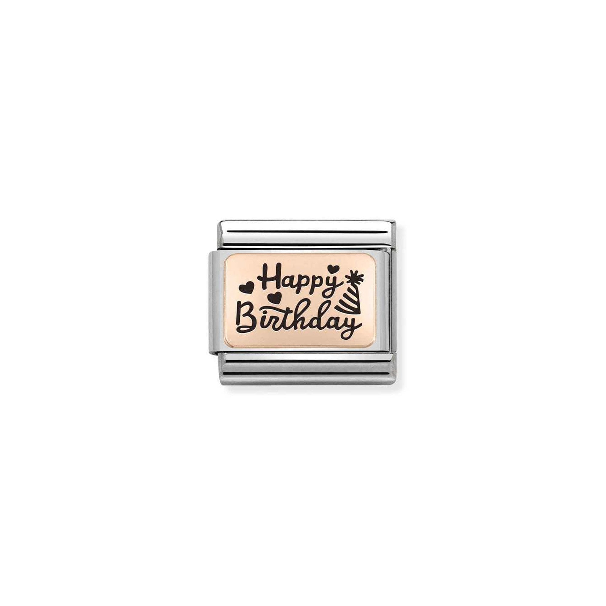 Composable Classic PLATES (IC) steel and 9k rose gold Happy Birthday italics