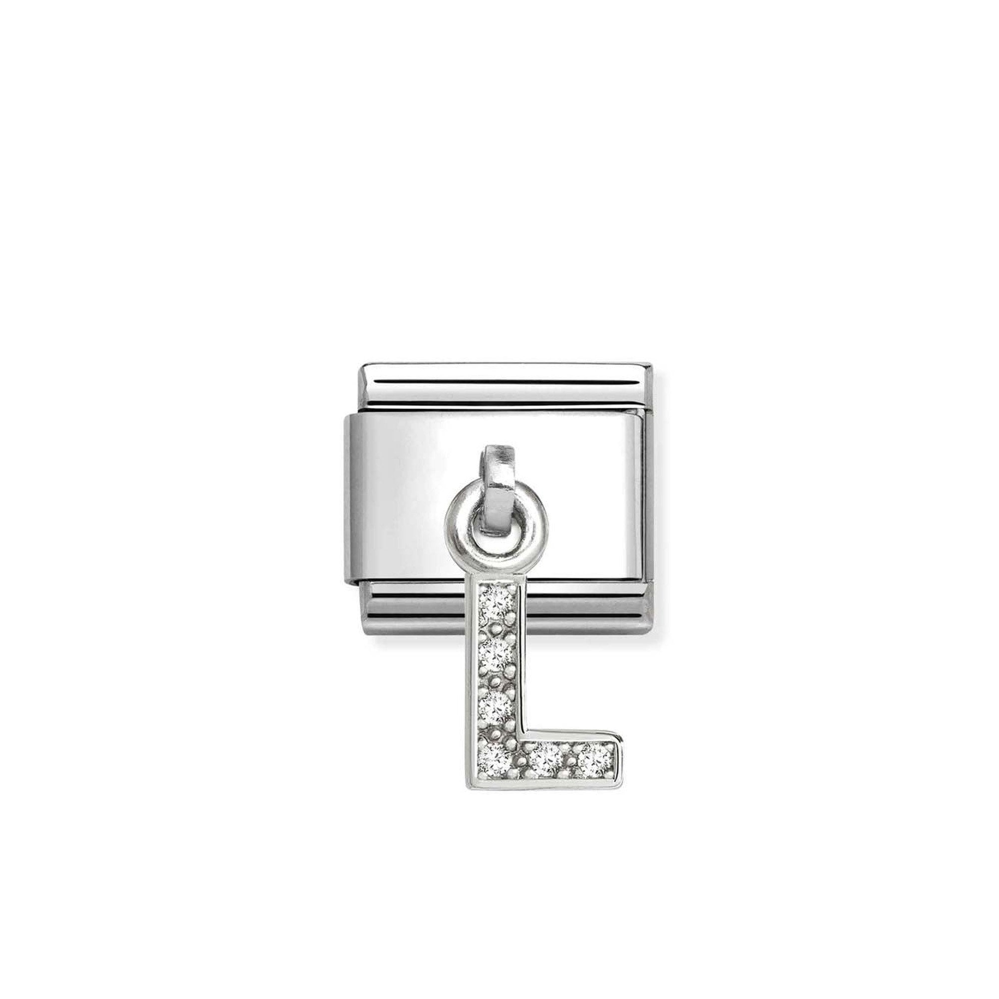 Composable Classic CHARMS LETTERS CZ steel and 925 sterling silver L