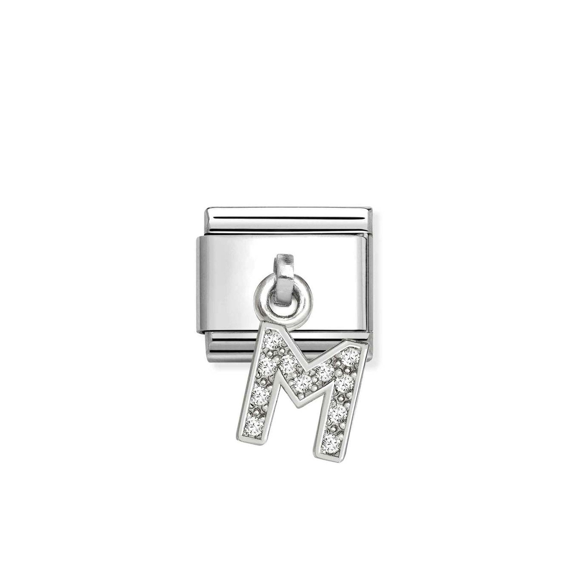 Composable Classic CHARMS LETTERS CZ steel and 925 sterling silver M