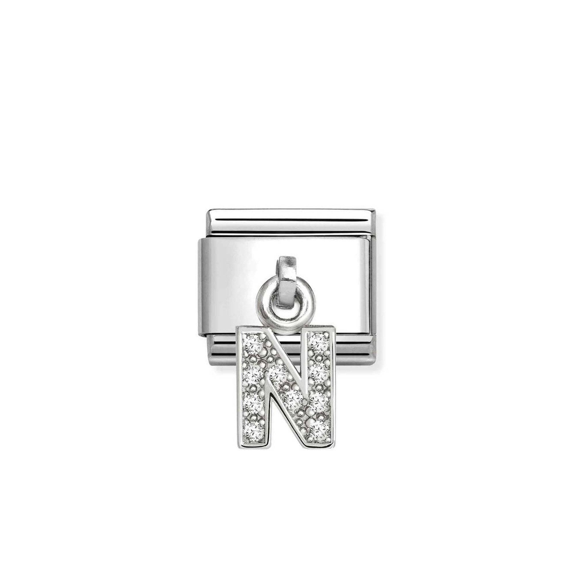 Composable Classic CHARMS LETTERS CZ steel and 925 sterling silver N