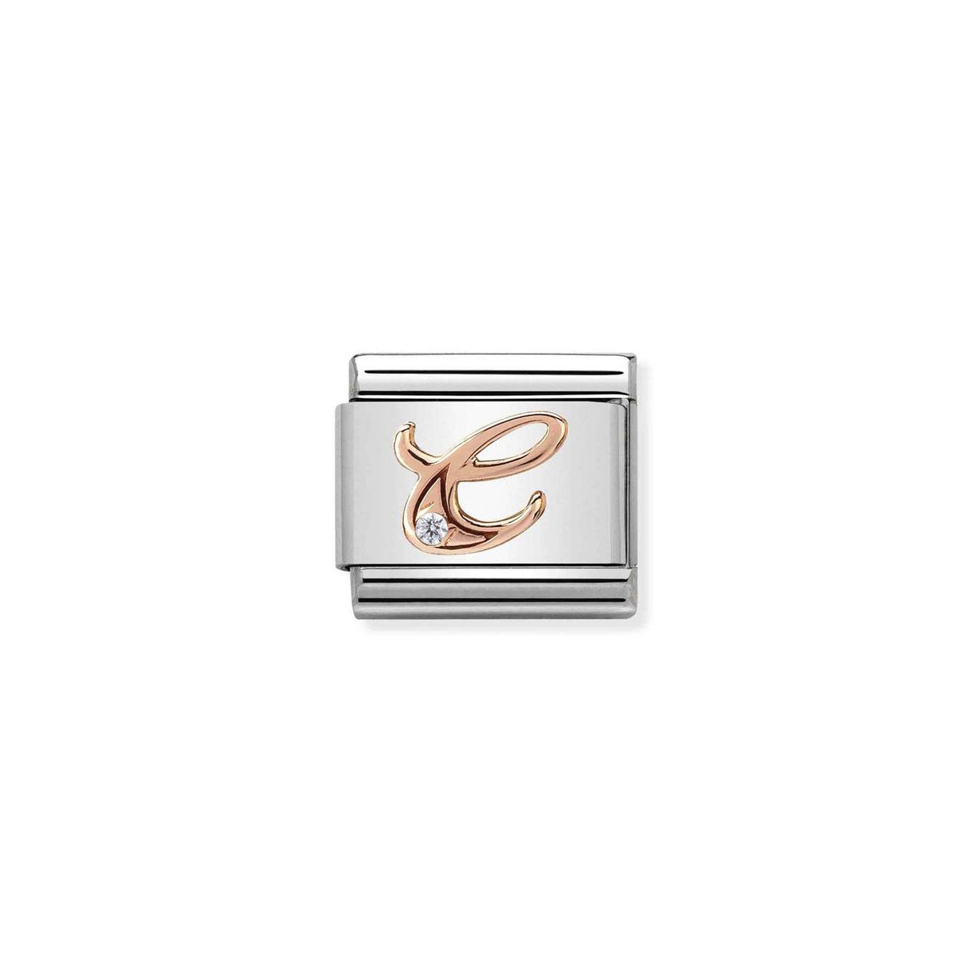 Composable Classic LETTERS steel, zircon and 9k rose gold C