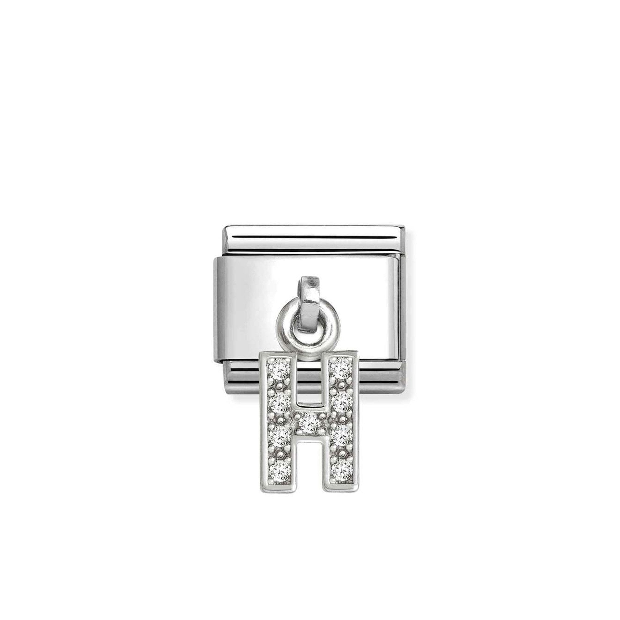 Composable Classic CHARMS LETTERS CZ steel and 925 sterling silver H