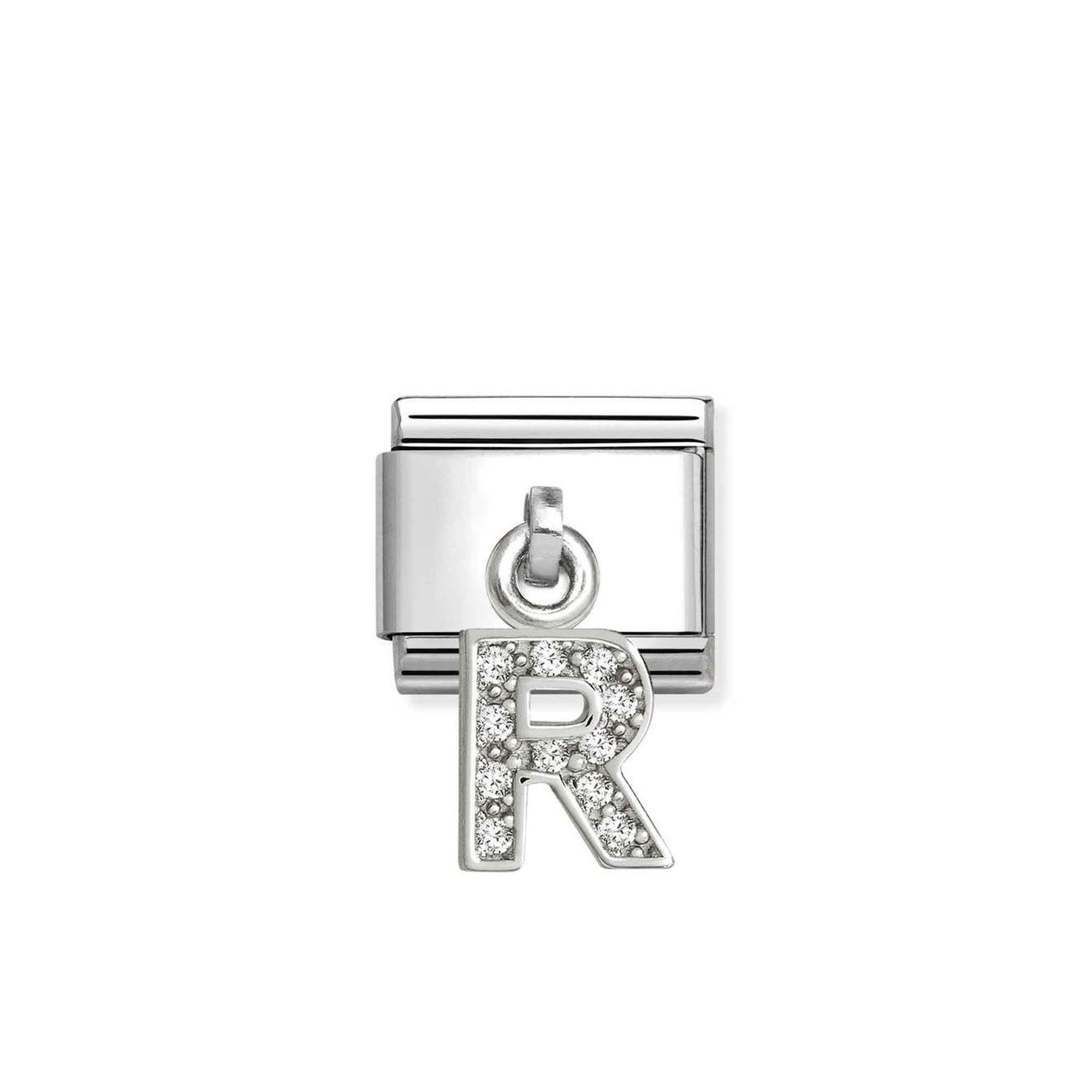Composable Classic CHARMS LETTERS CZ steel and 925 sterling silver R