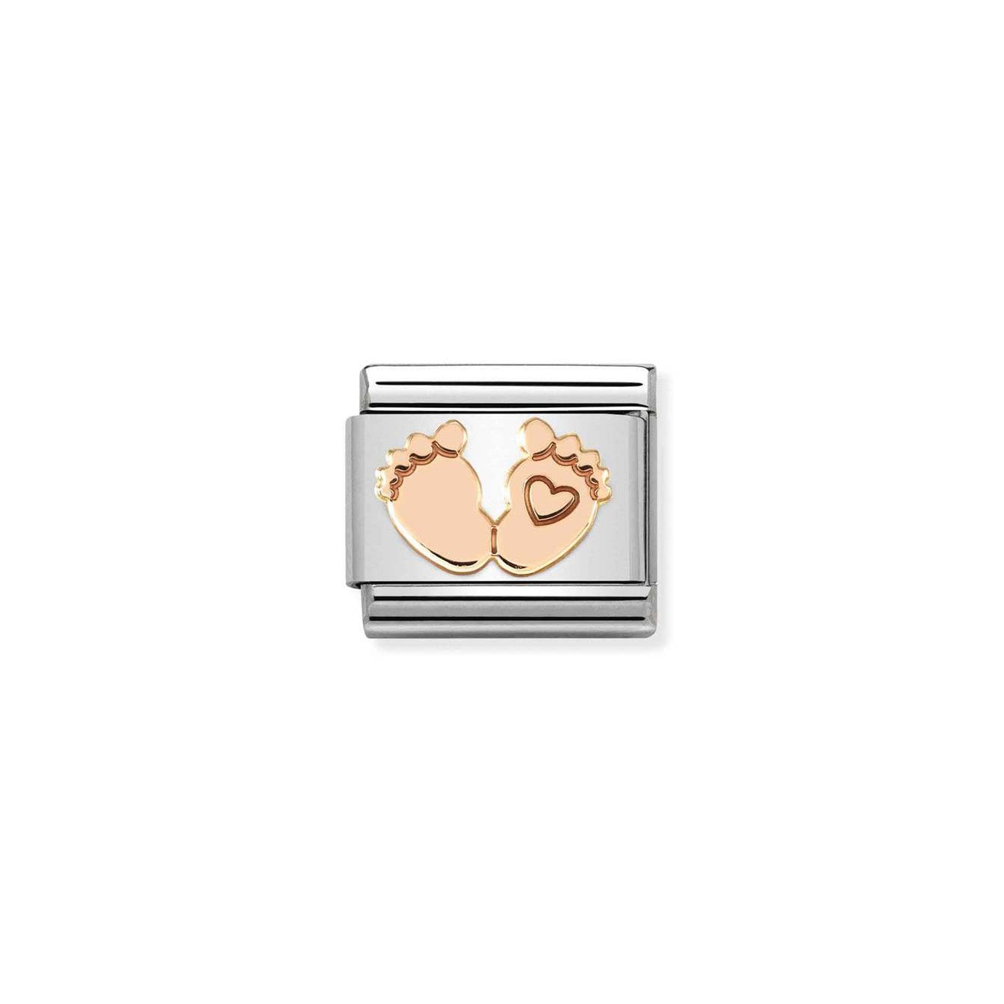 Composable Classic SYMBOLS steel and 9k rose gold Feet with heart