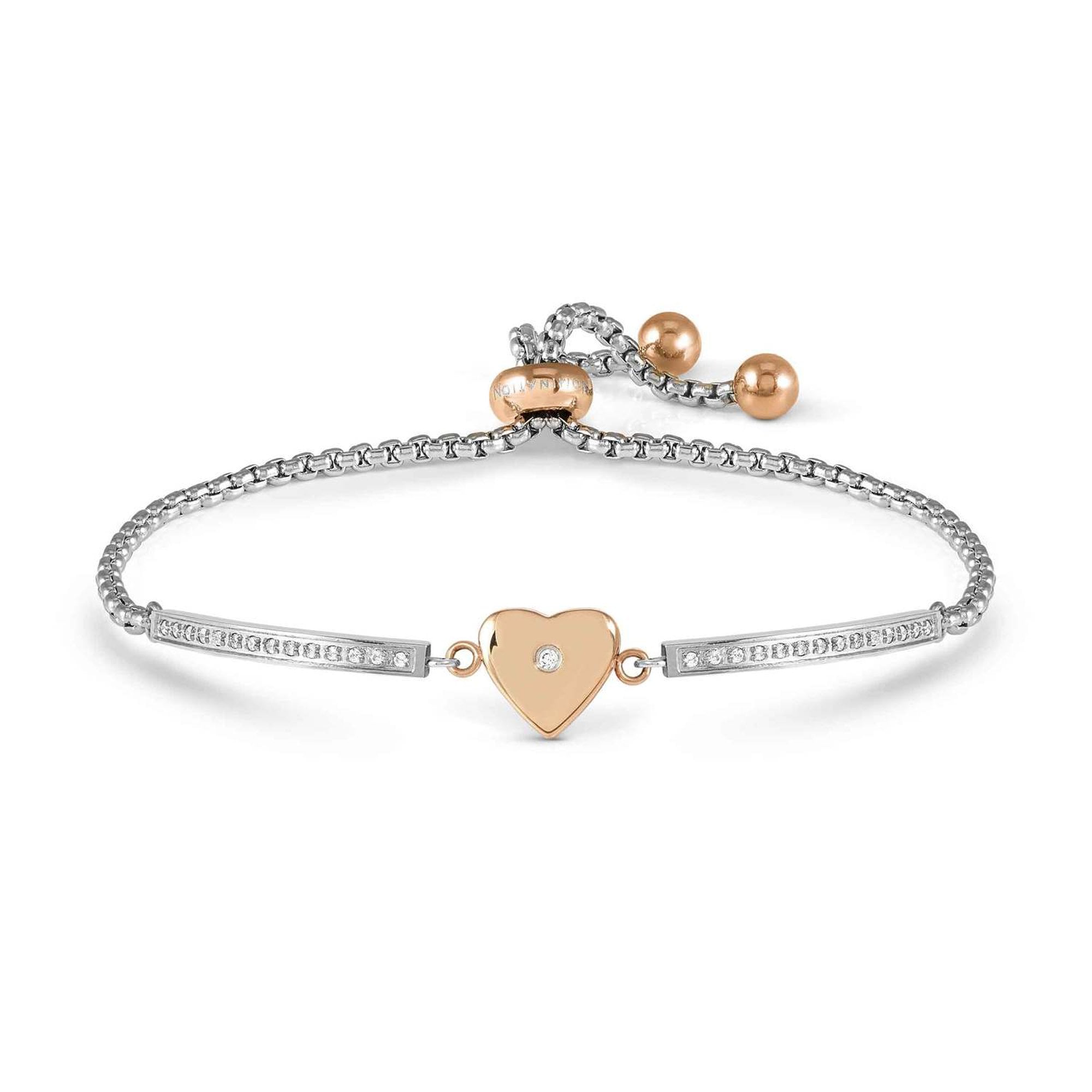 MILLELUCI bracelet ed. REFINED in steel and cubic zirconia (ROSE) Heart
