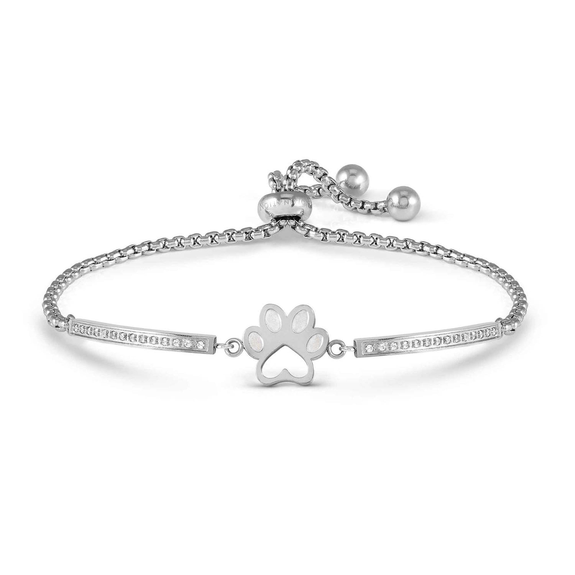 MILLELUCI bracelet ed. REFINED in steel and cubic zirconia dog footprint