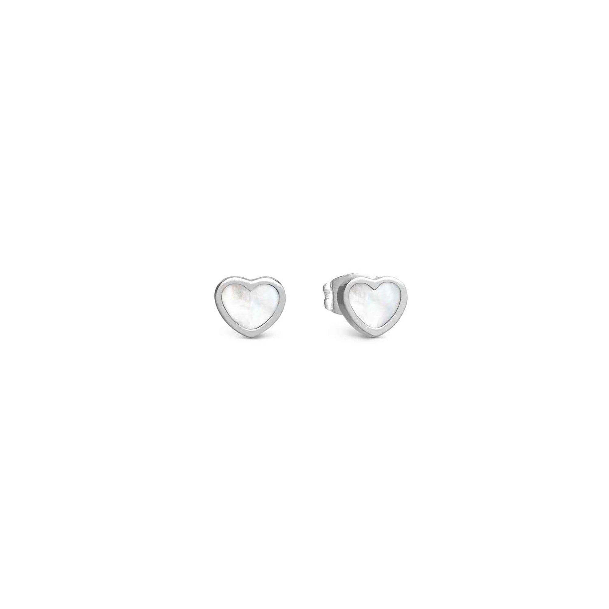 EMOSFERE earrings in steel and mother of pearl White heart