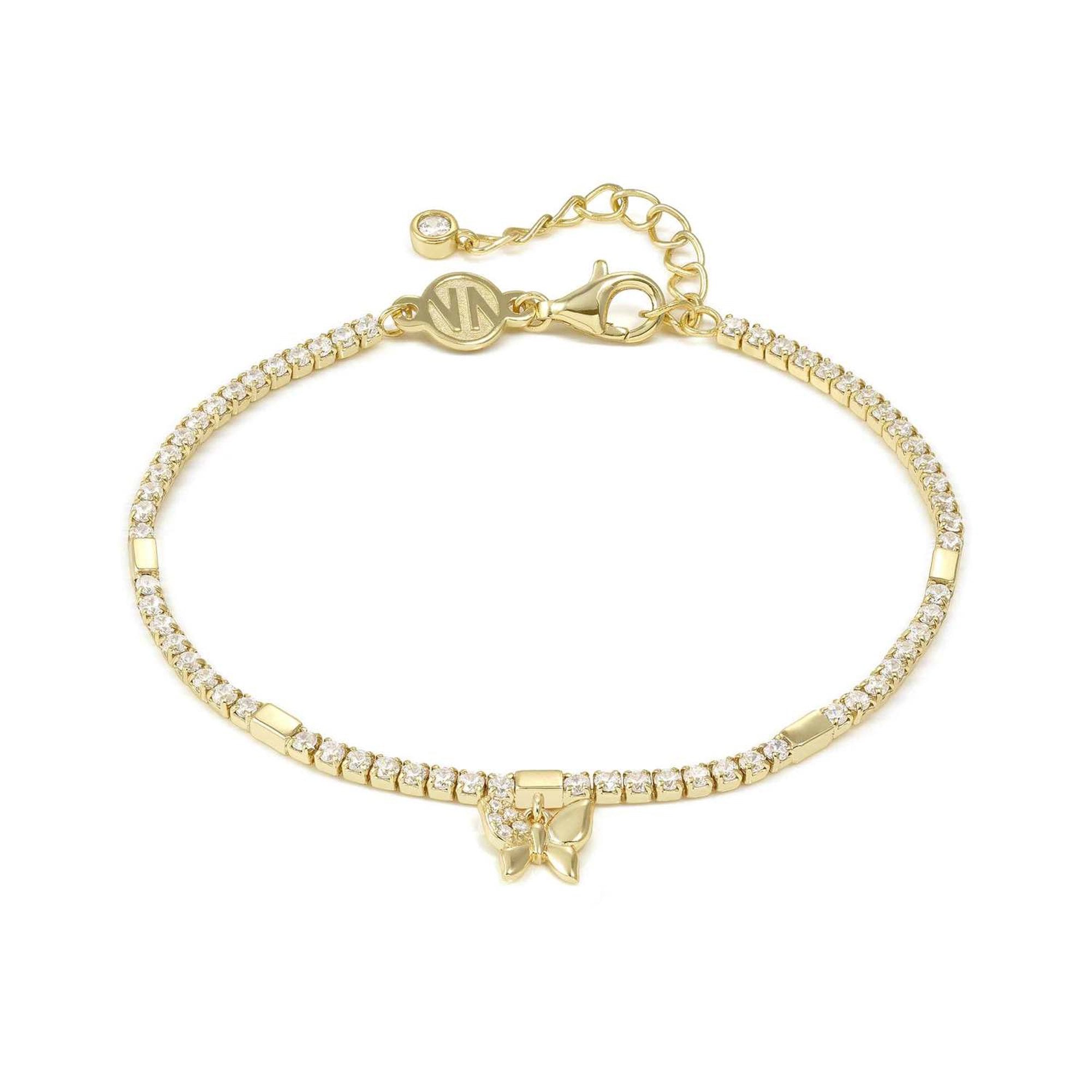 PETIT SPARKLE bracelet in 925 sterling silver TENNIS (RICH) and cubic zirconia Yellow Gold Butterfly