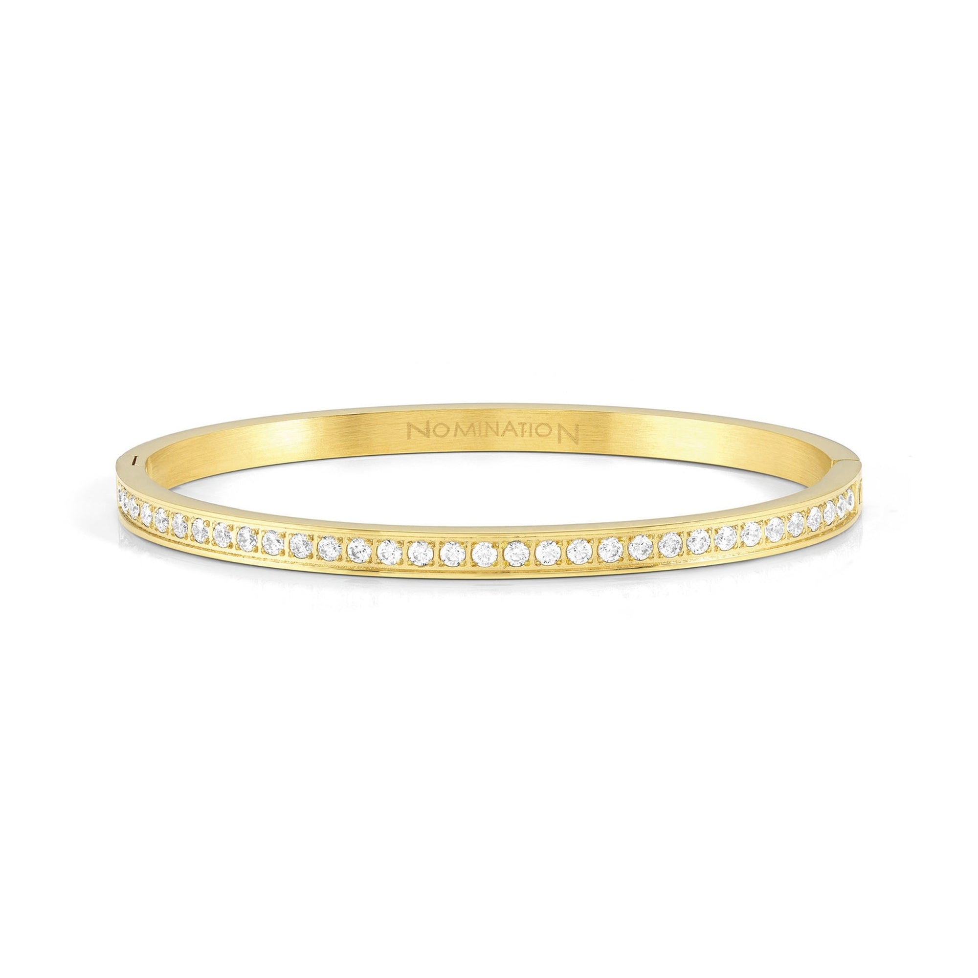 PRETTY BANGLES bracelet in steel and cz WHITE fin. Yellow Gold PVD