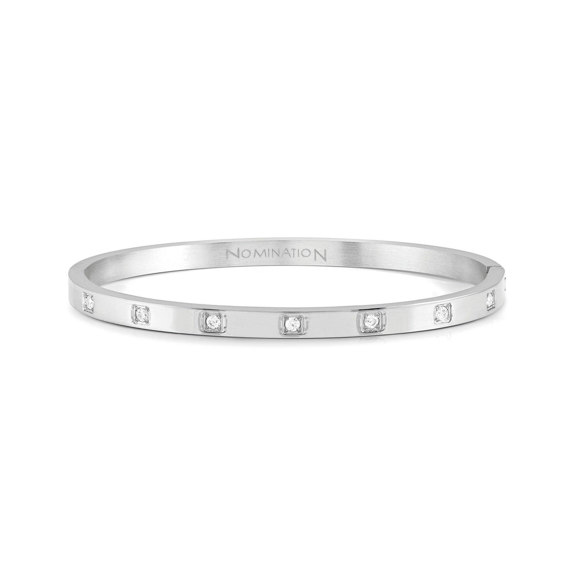 PRETTY BANGLES bracelet in steel and SQUARE cz Steel