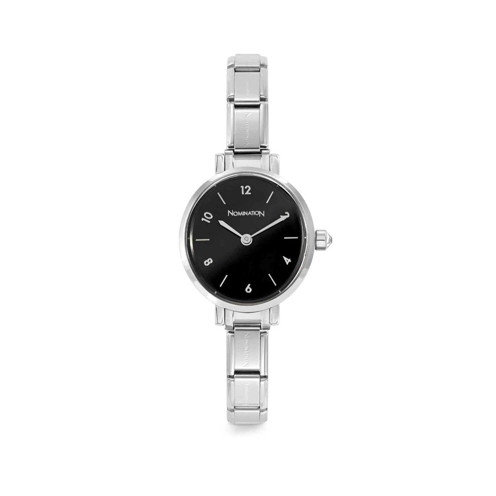 PARIS watch with steel strap OVAL with cz Black