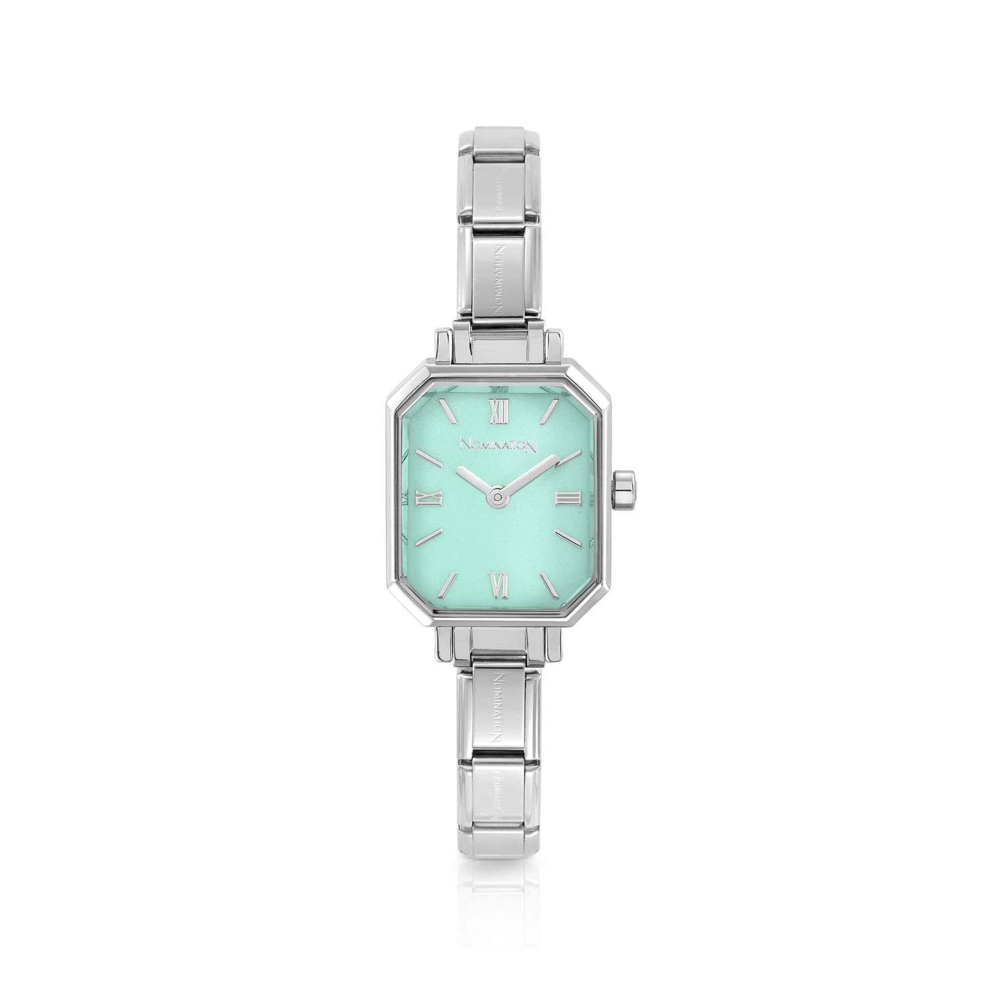 PARIS watch with NEW RECTANGULAR steel strap Green Water