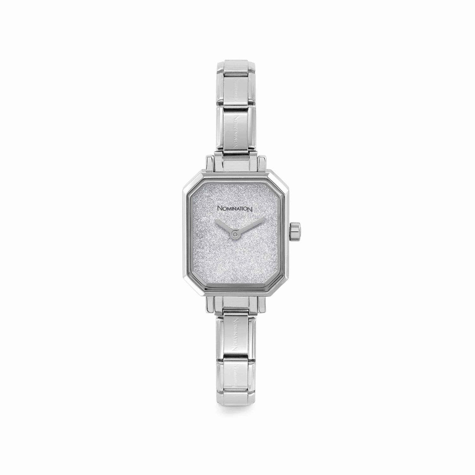 PARIS watch with steel strap RECTANGULAR Glitter Silver