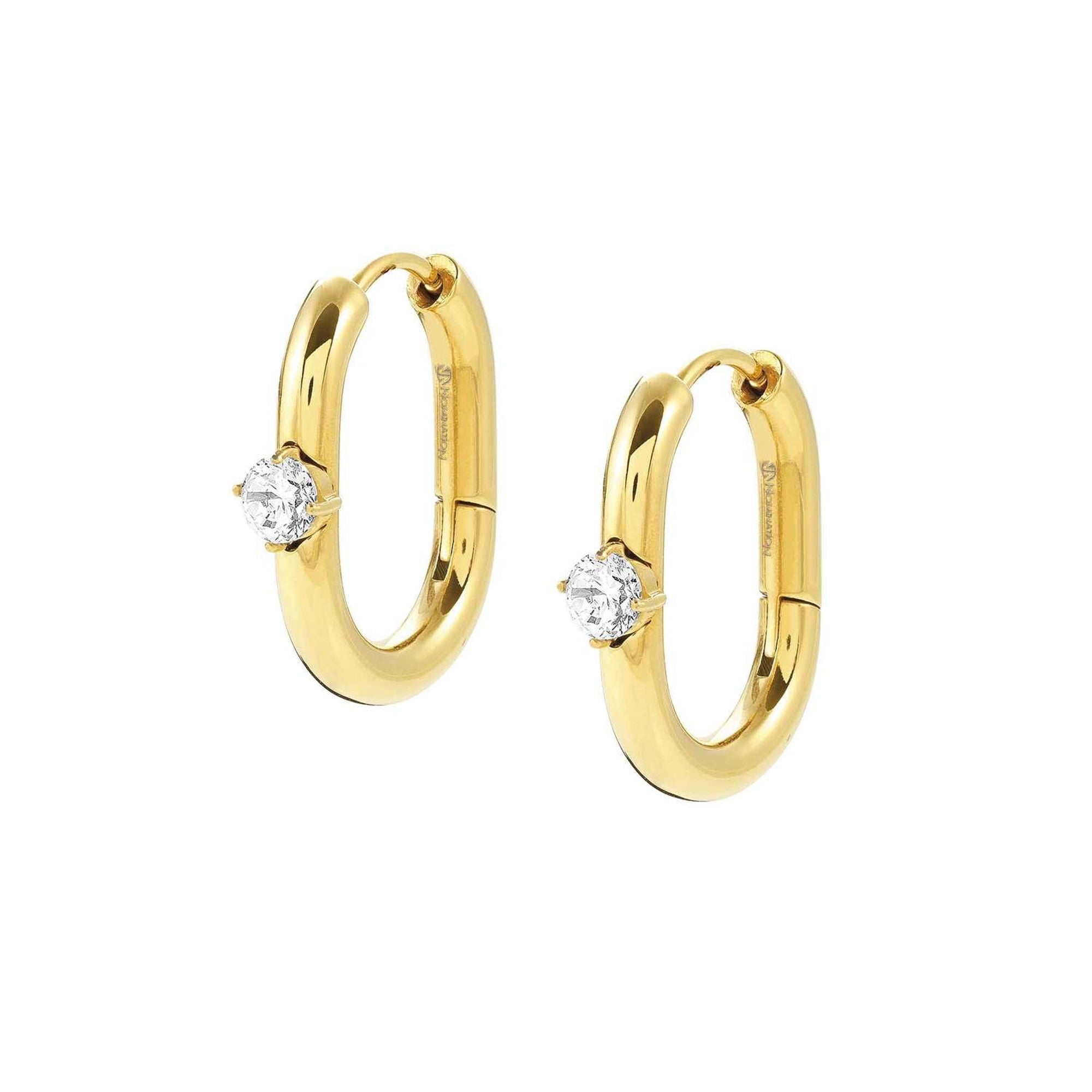 CHAINSOFSTYLE earrings in steel and cz Yellow Gold