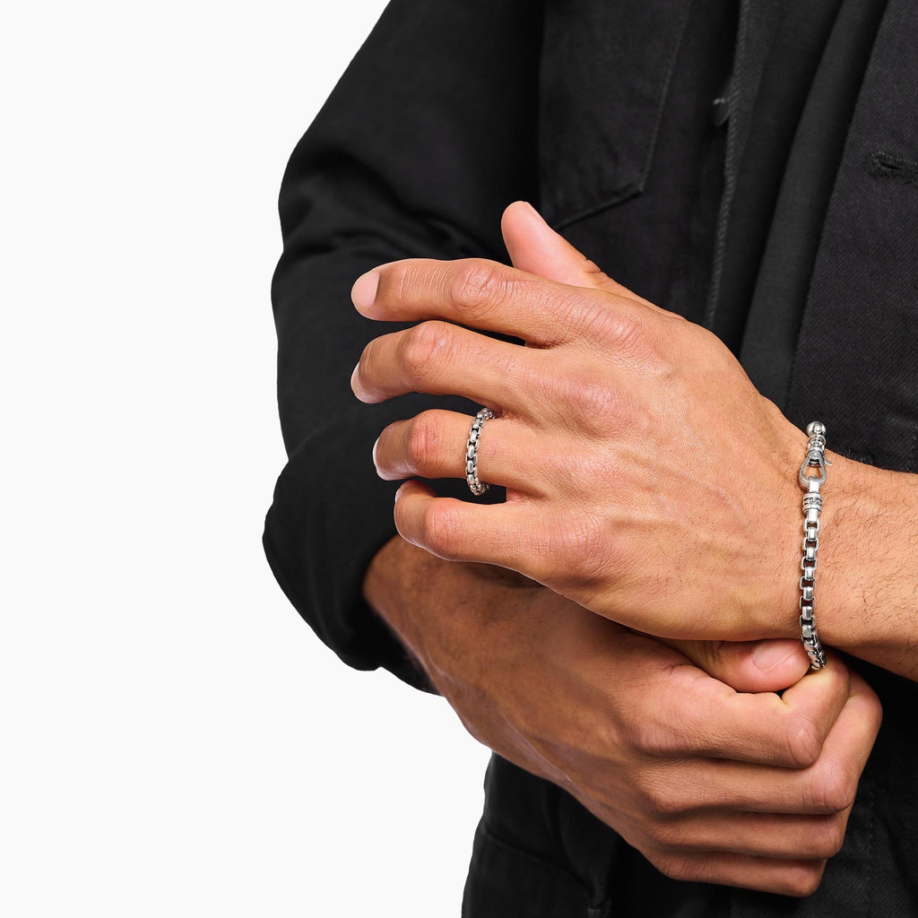 Silver Box Chain Ring