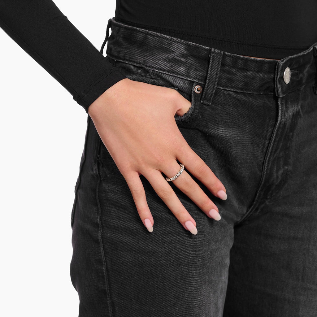 Silver Box Chain Ring
