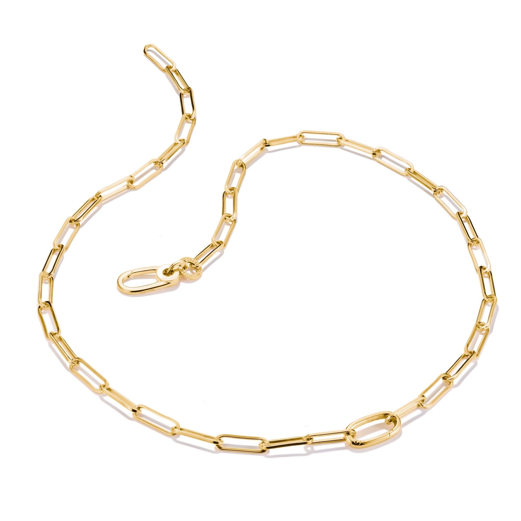 Charm Necklace Paperclip with Connect Link Gold-Plated