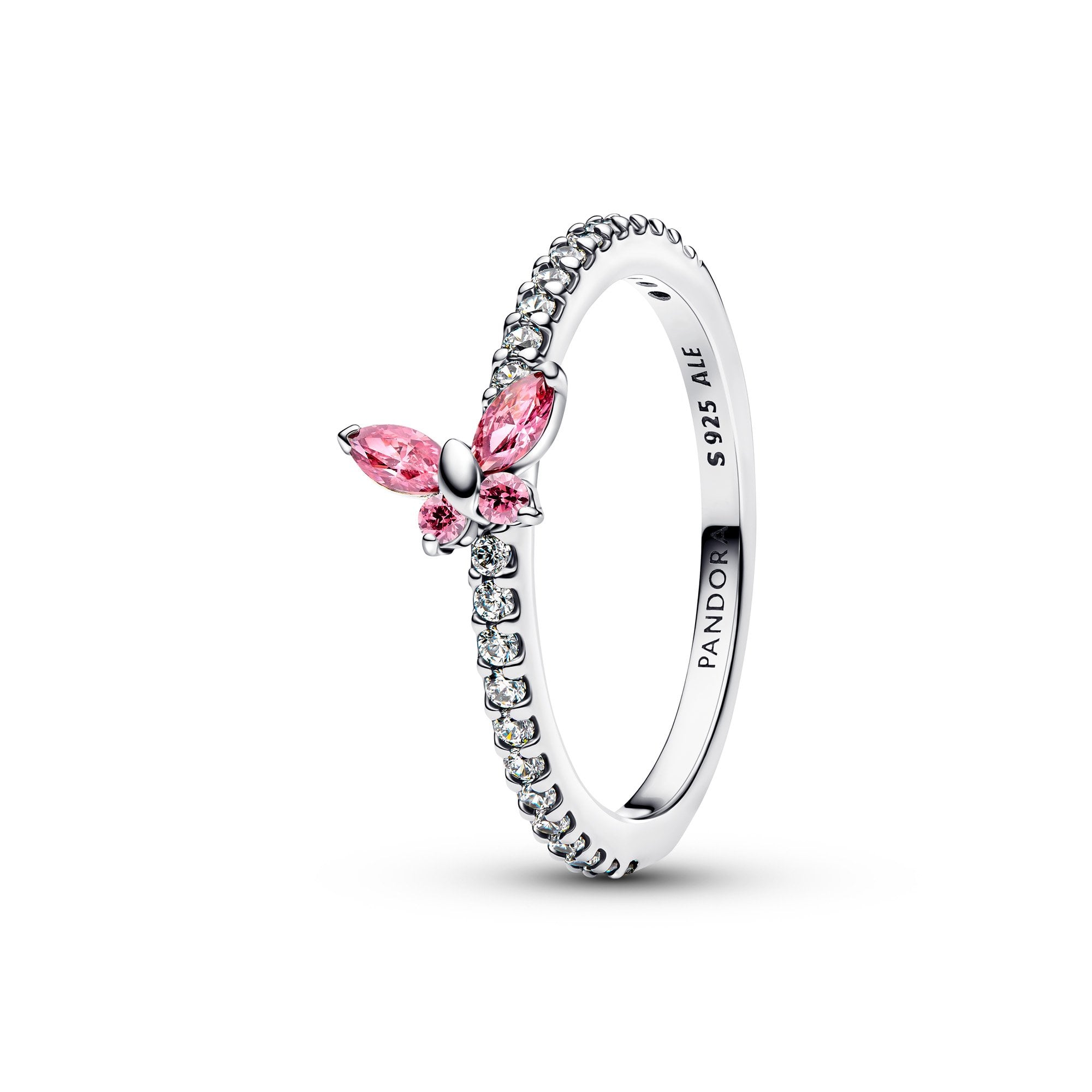 Pink Sparkling Butterfly Ring