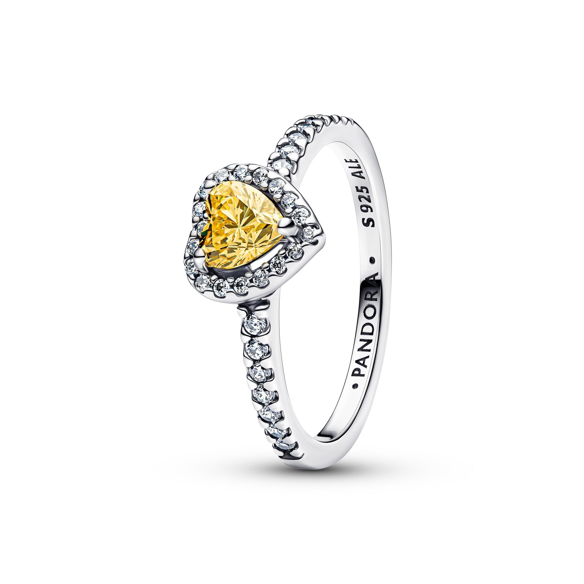 Yellow Sparkling Elevated Heart Ring
