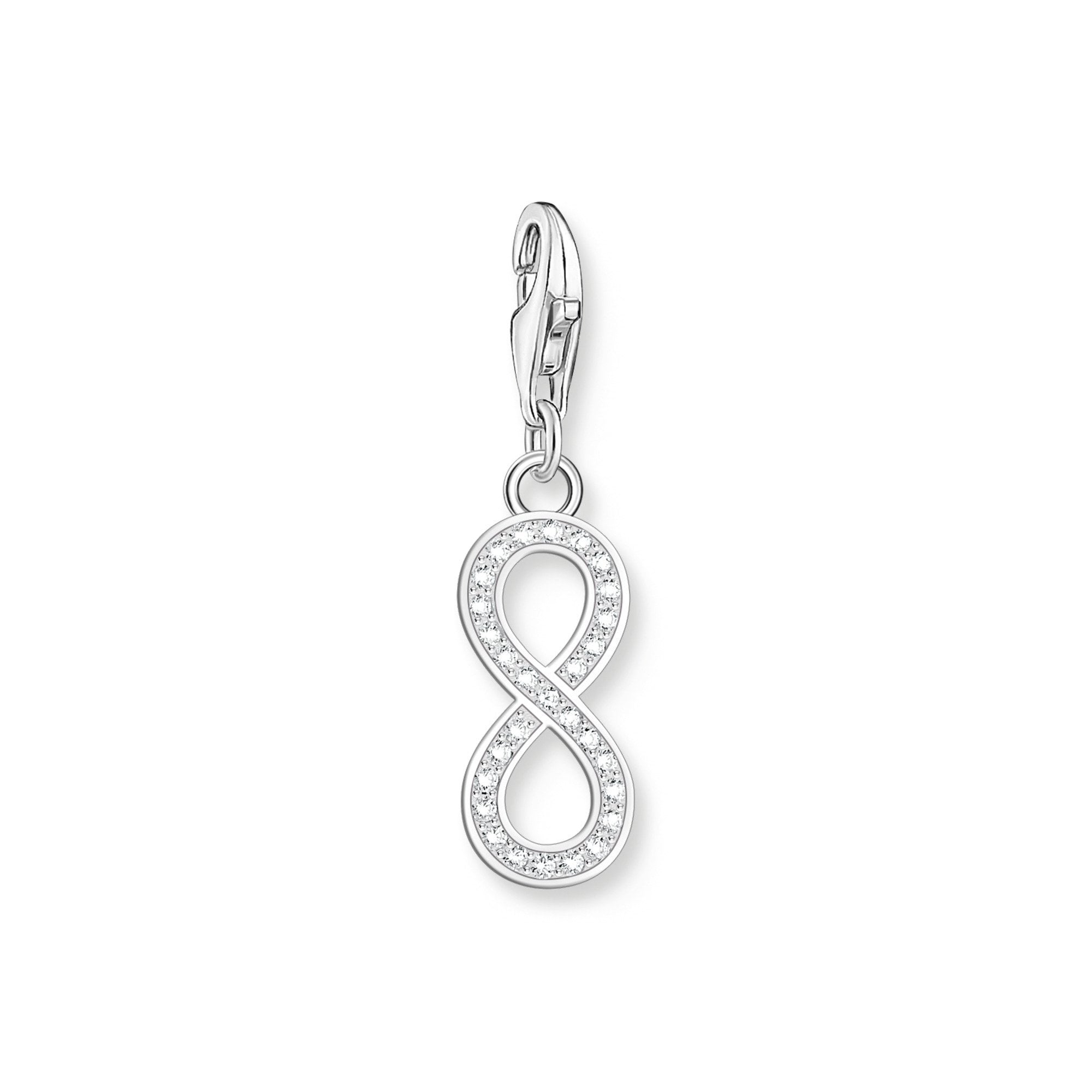 Silver Infinity Charm Pendant with Zirconia Stones Silver