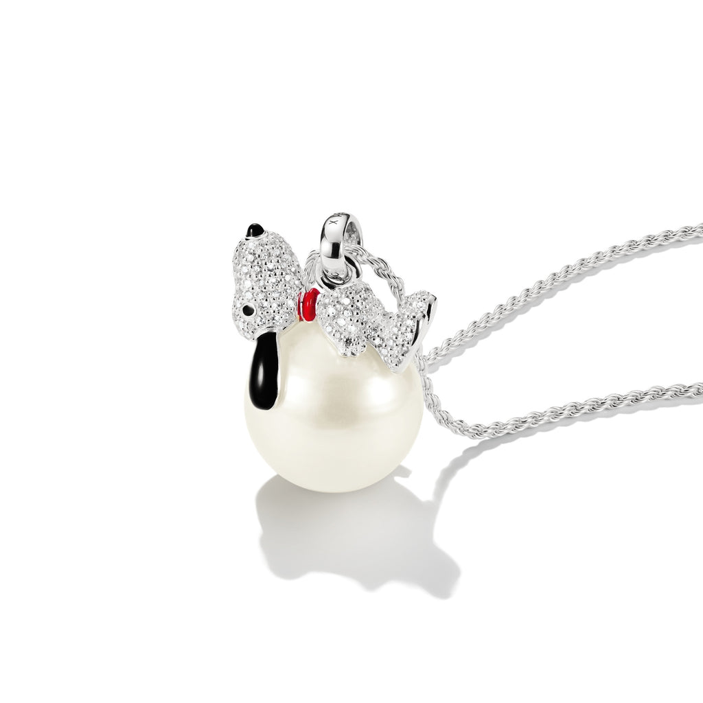 Silver Snoopy Pendant on Snowball PEANUTS