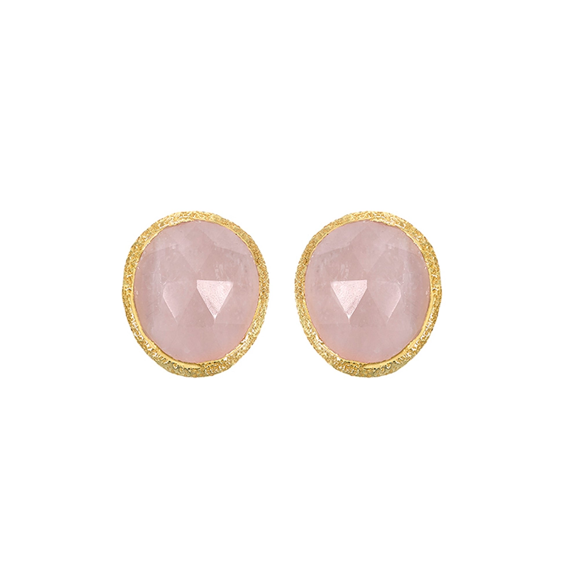 Earrings Shade Silver Rose Quartz 13mm Gold 18k