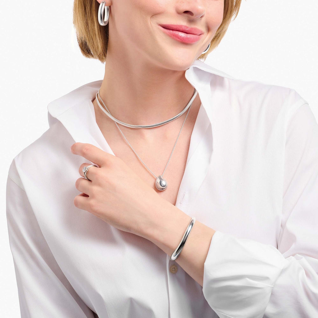 Silver Organic Drop Shape Necklace