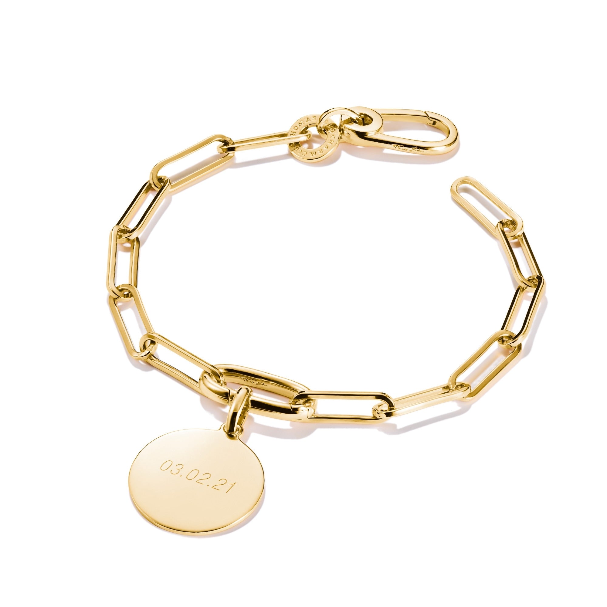 Gold-Plated Charm Connect Paperclip Link Bracelet